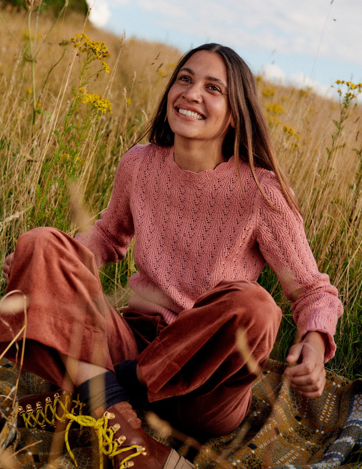 Pointelle Stitch Sweater-Rosetta Blush - Image 5