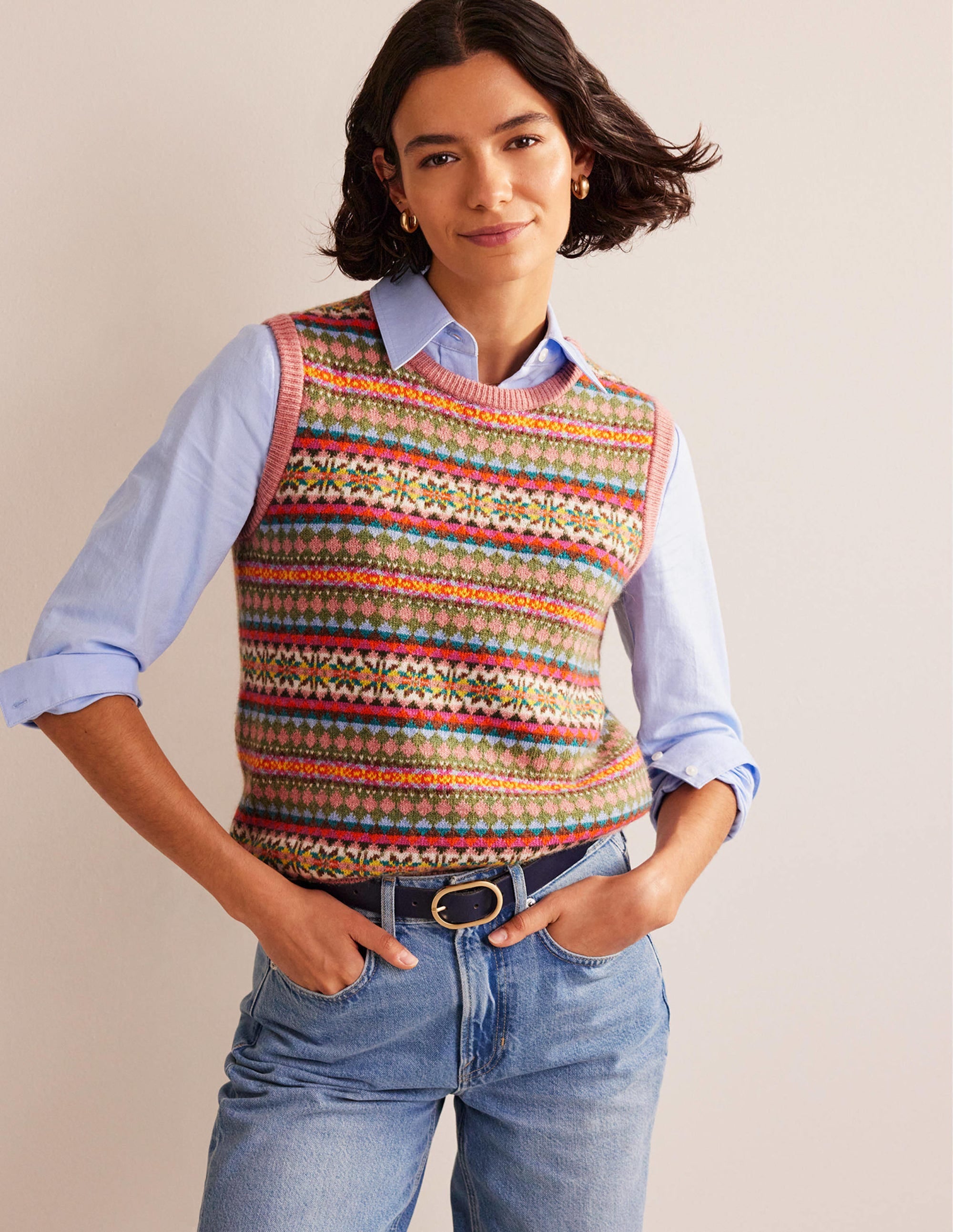 Edie Fair Isle Vest-Heritage - Image 1
