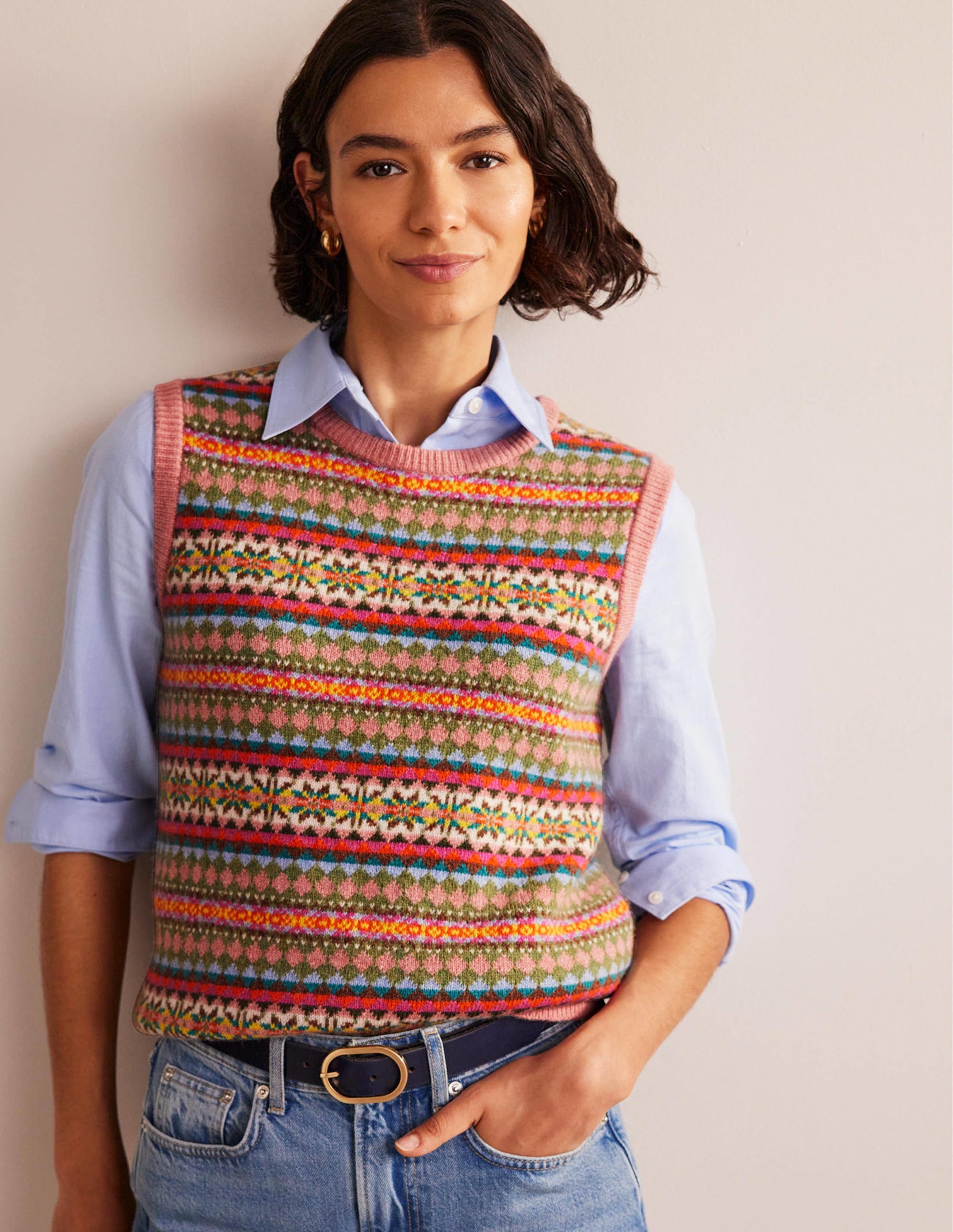 Edie Fair Isle Vest-Heritage - Image 4