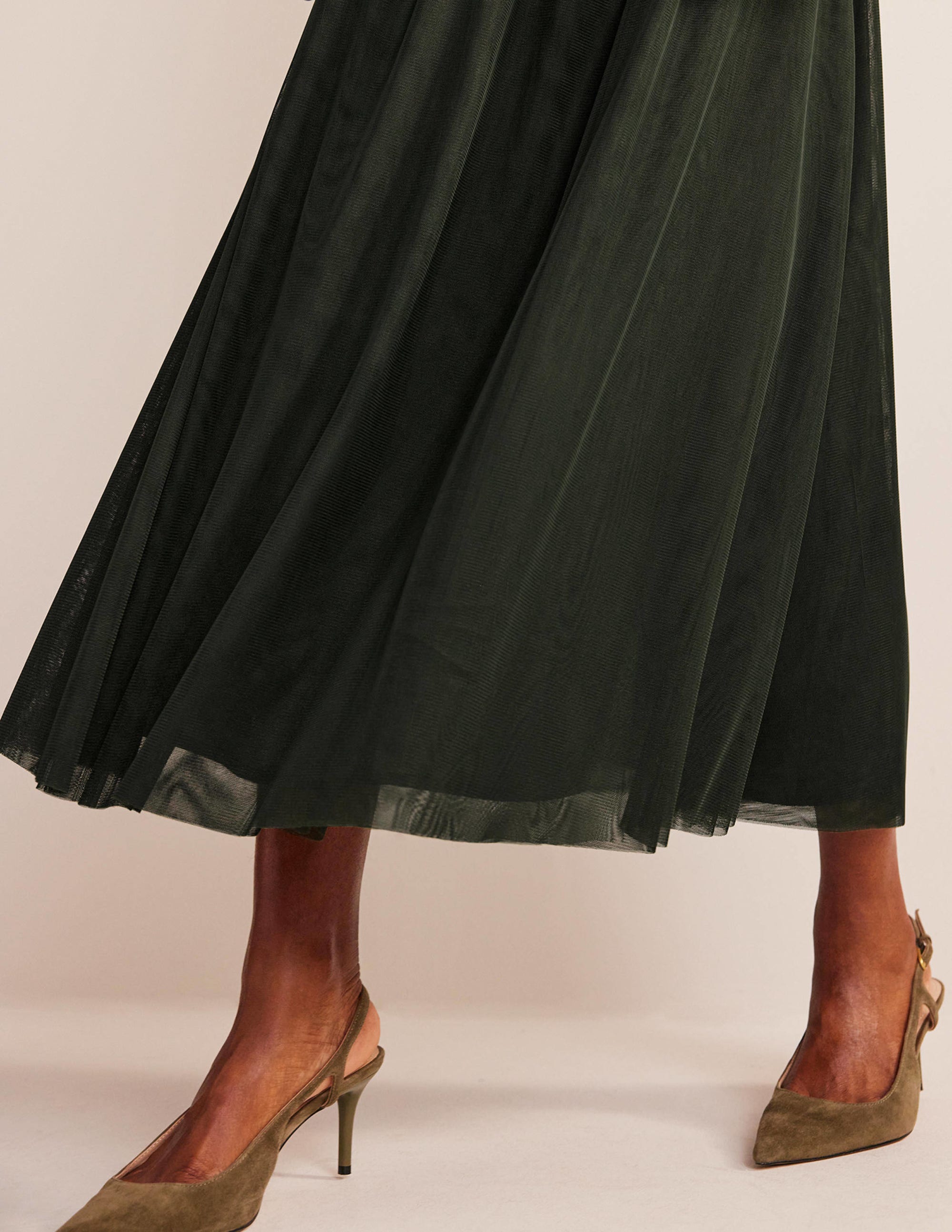 Tulle Full Midi Skirt-Khaki - Image 2