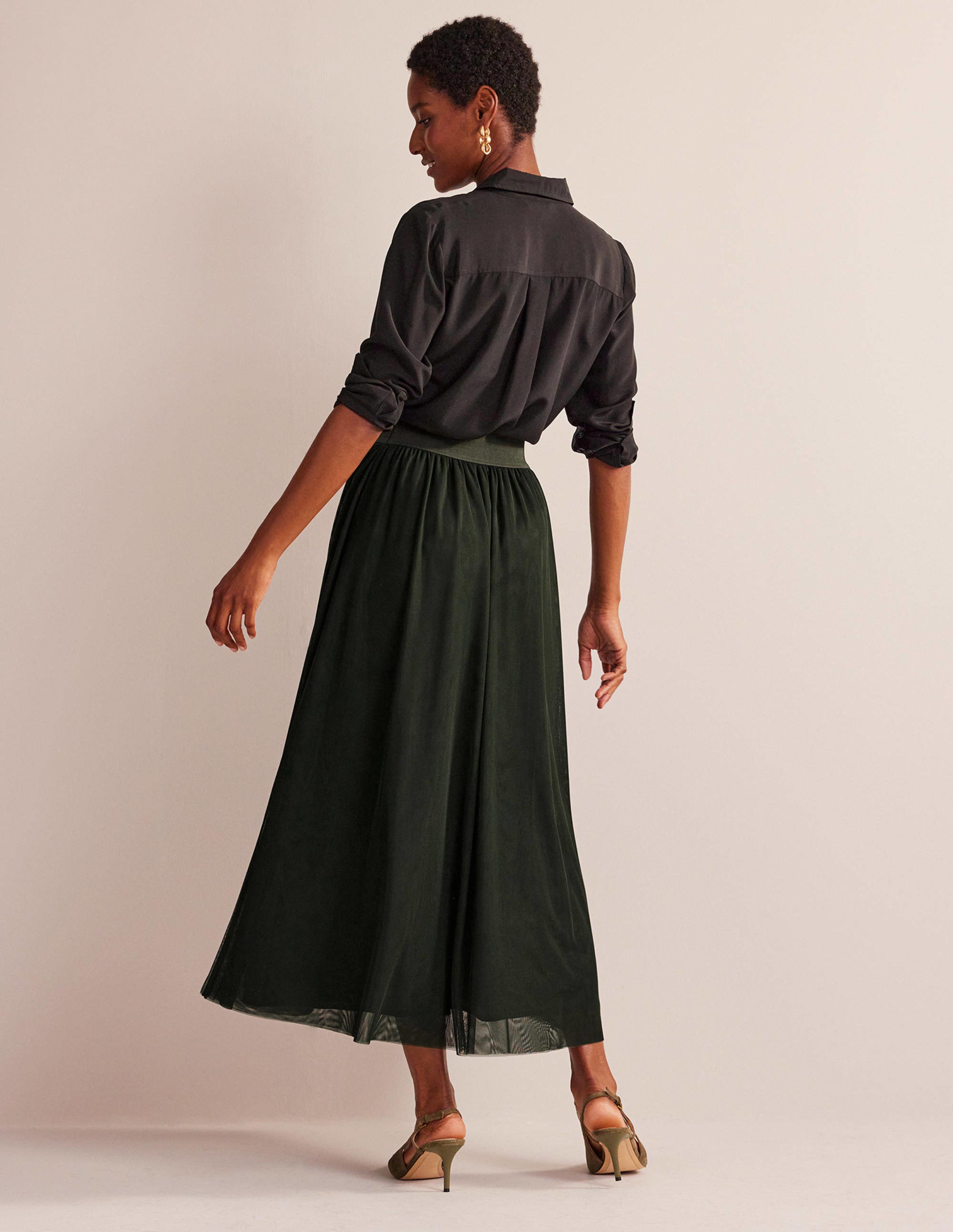 Tulle Full Midi Skirt-Khaki - Image 3