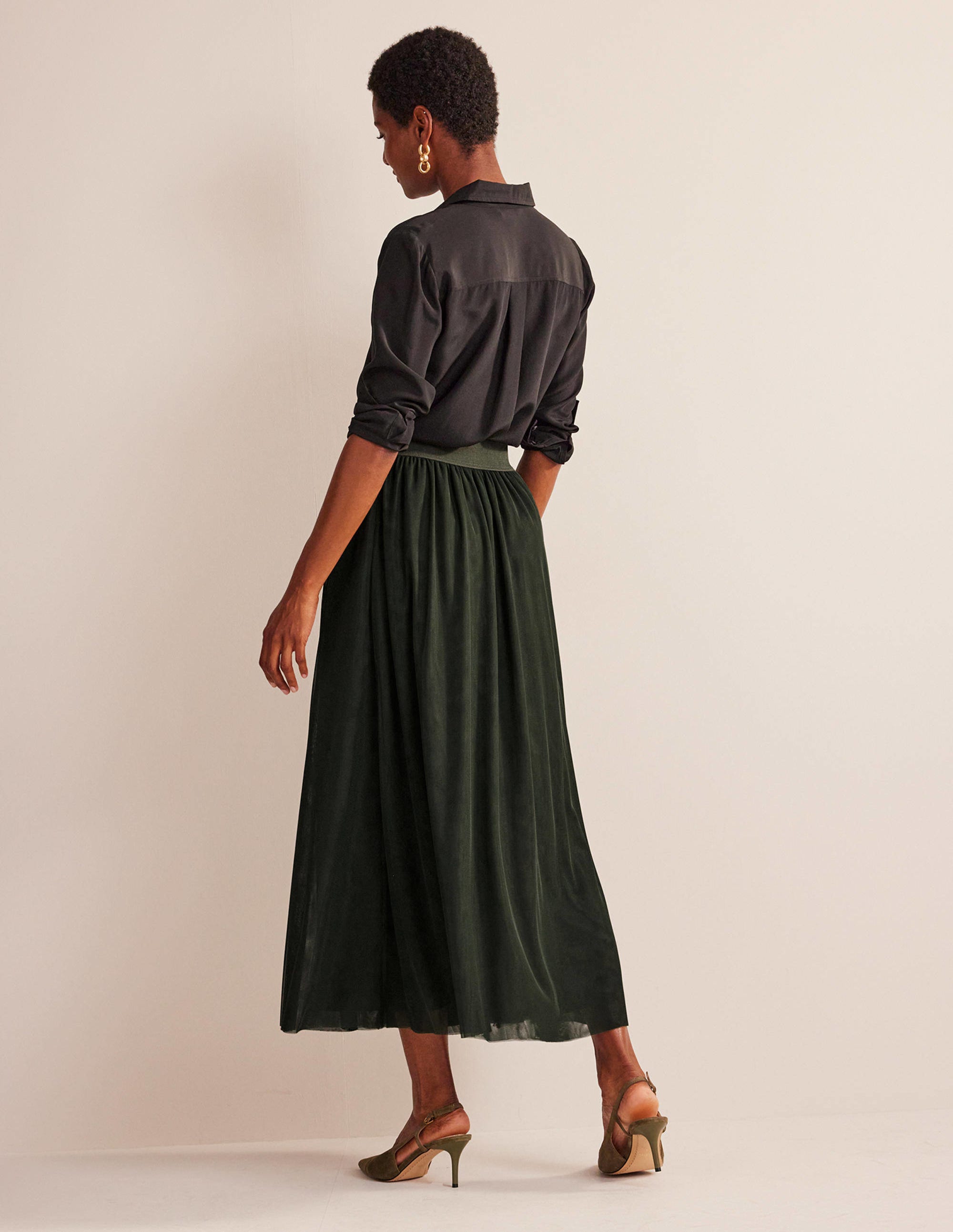Tulle Full Midi Skirt-Khaki - Image 6