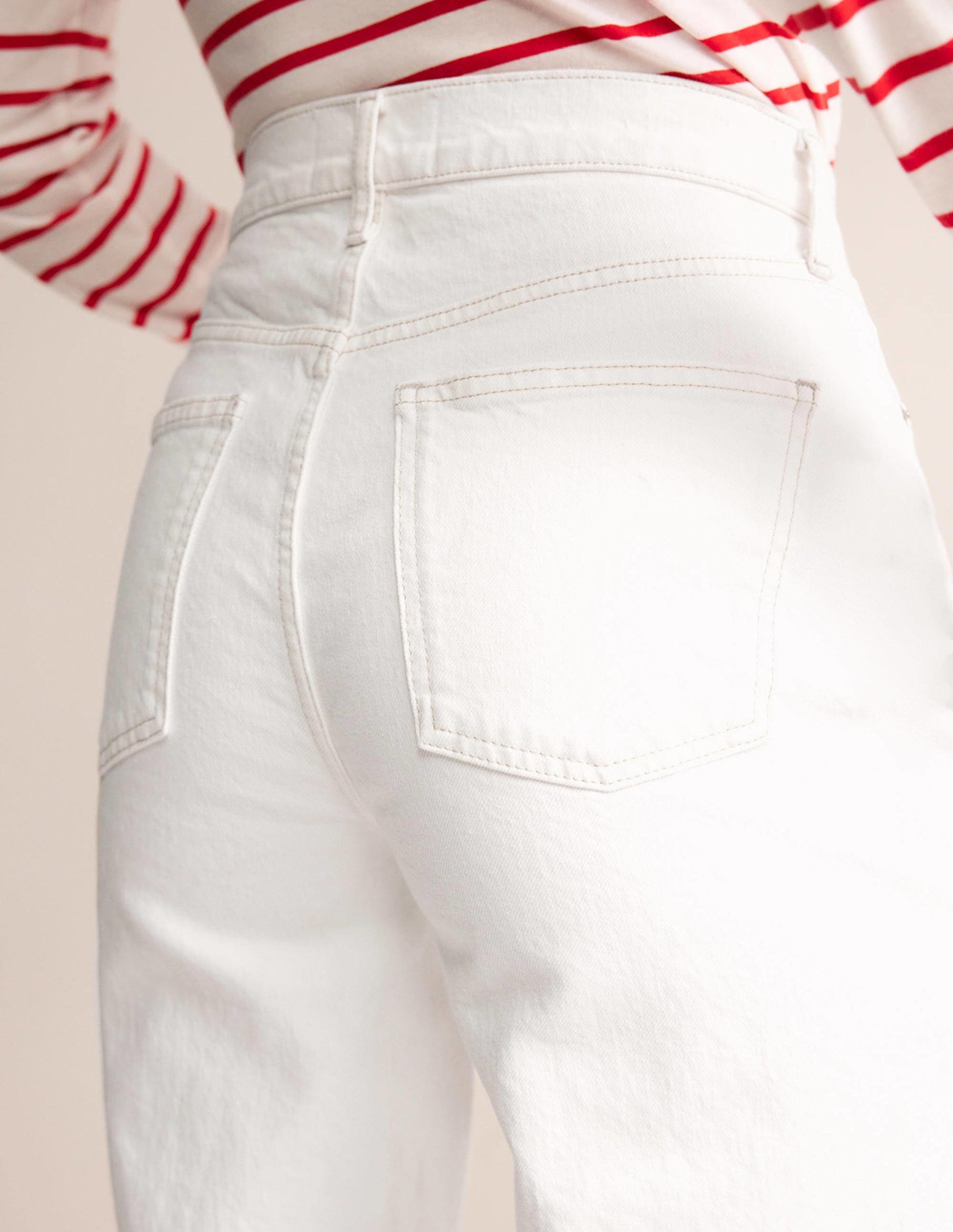 High Rise True Straight Jeans-White-2