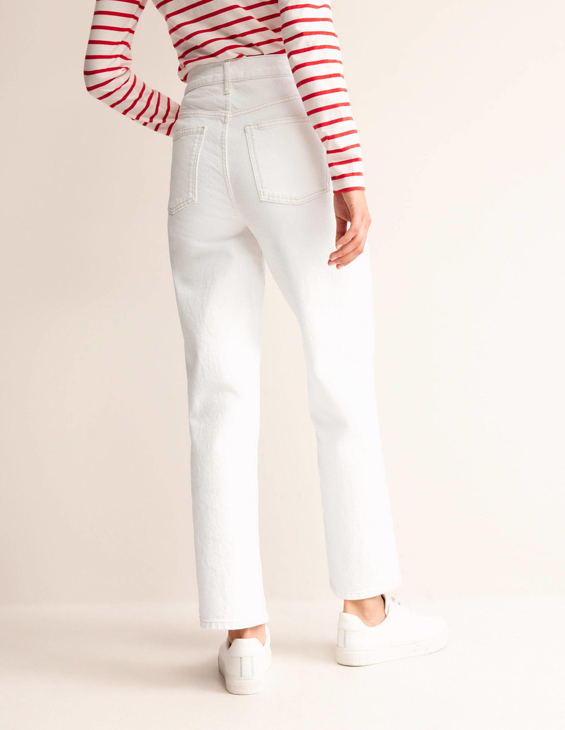 High Rise True Straight Jeans-White-3