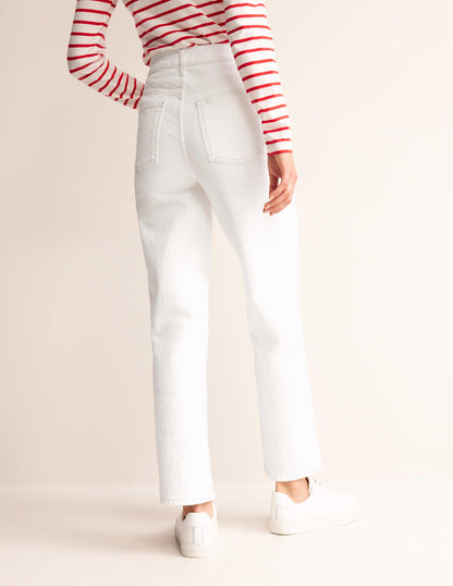 High Rise True Straight Jeans-White-3