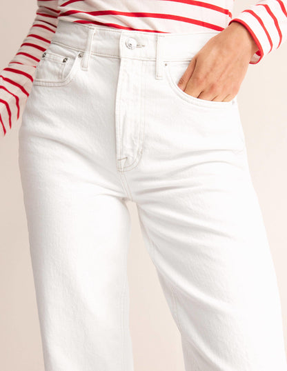 High Rise True Straight Jeans-White-5