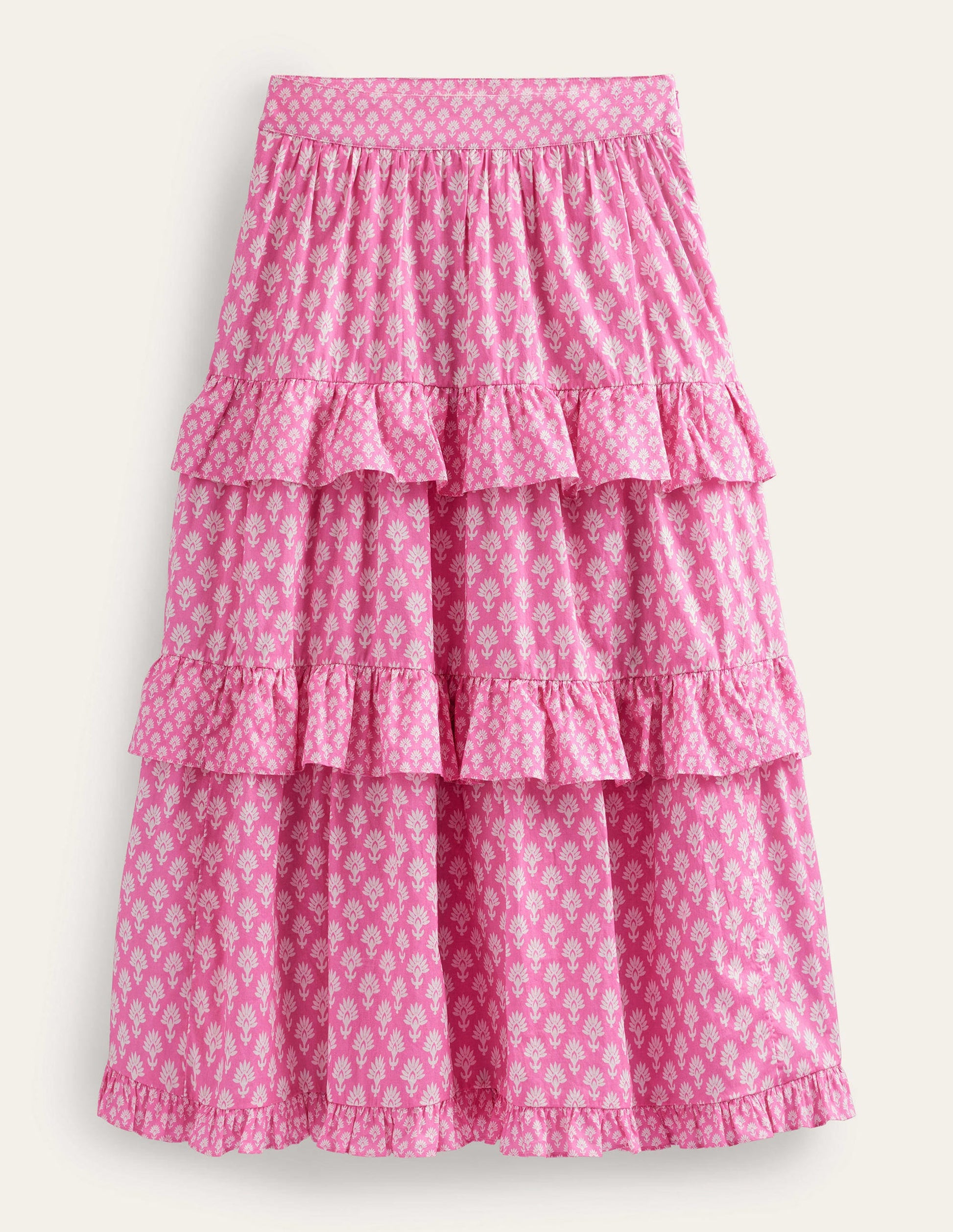 Tiered Cotton Maxi Skirt-Plum Blossom, Daisy Pome-8