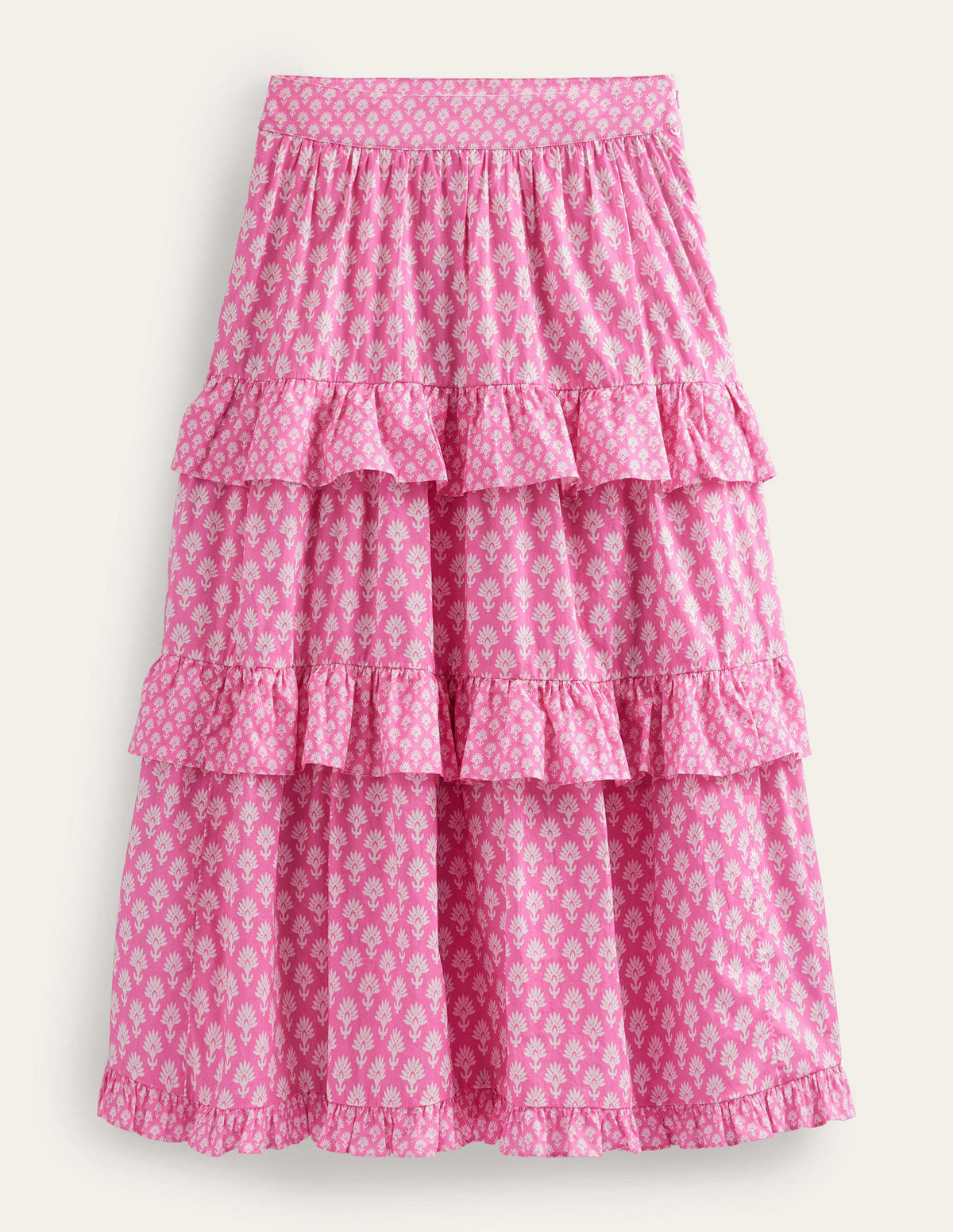 Tiered Cotton Maxi Skirt-Plum Blossom, Daisy Pome - Image 8