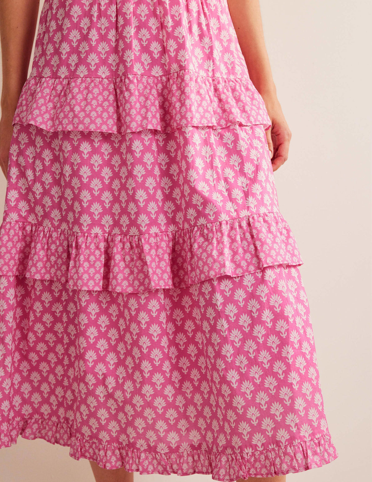 Tiered Cotton Maxi Skirt-Plum Blossom, Daisy Pome - Image 2