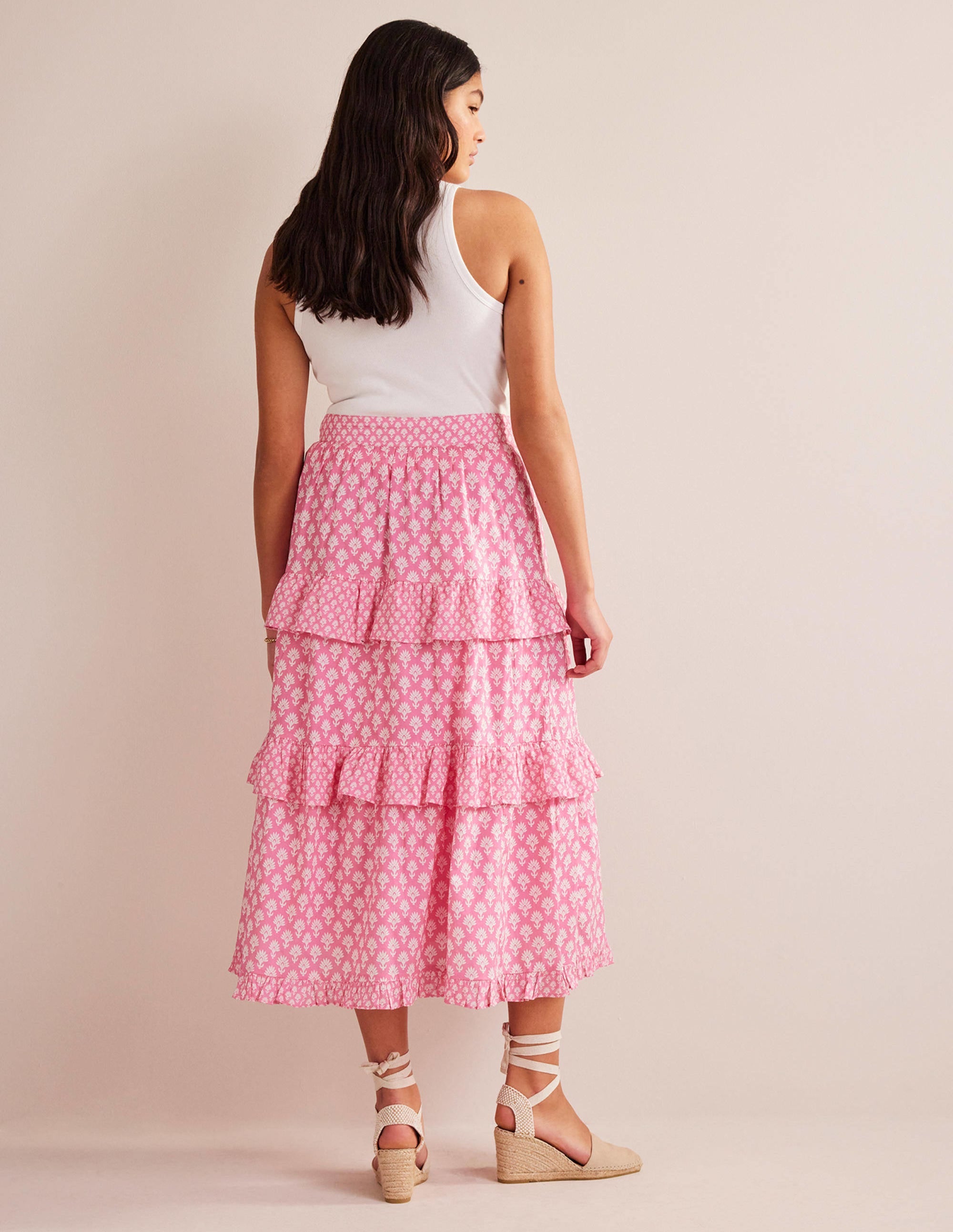 Tiered Cotton Maxi Skirt-Plum Blossom, Daisy Pome - Image 6