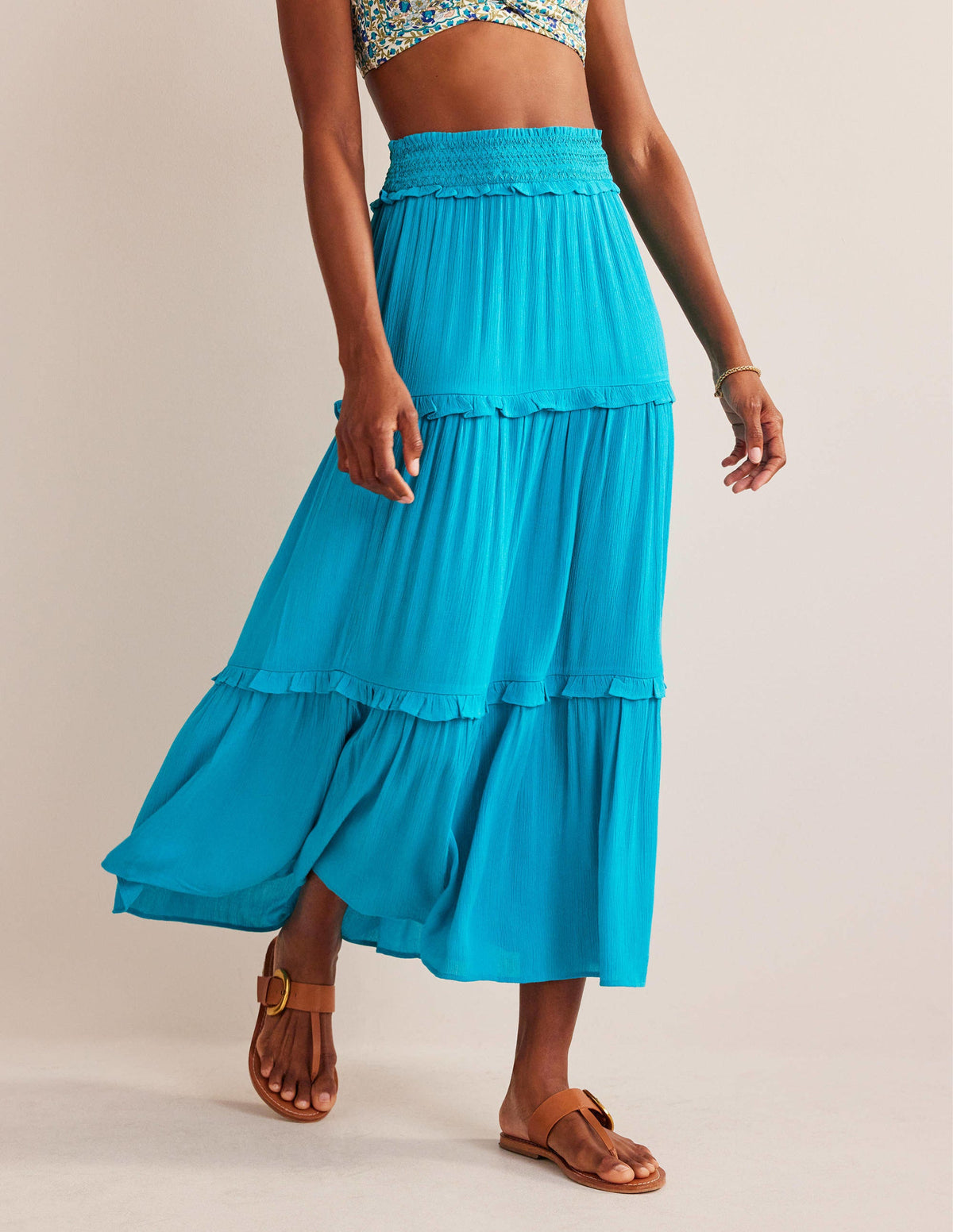 Smocked-Waist Holiday Skirt-Ultramarine-4
