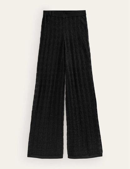 Knitted Beach Pants-Metallic Black