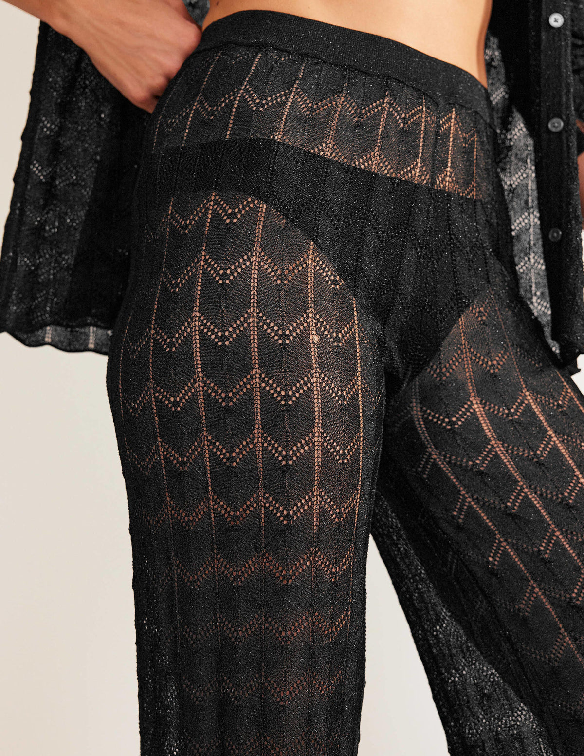 Knitted Beach Pants-Metallic Black - Image 2