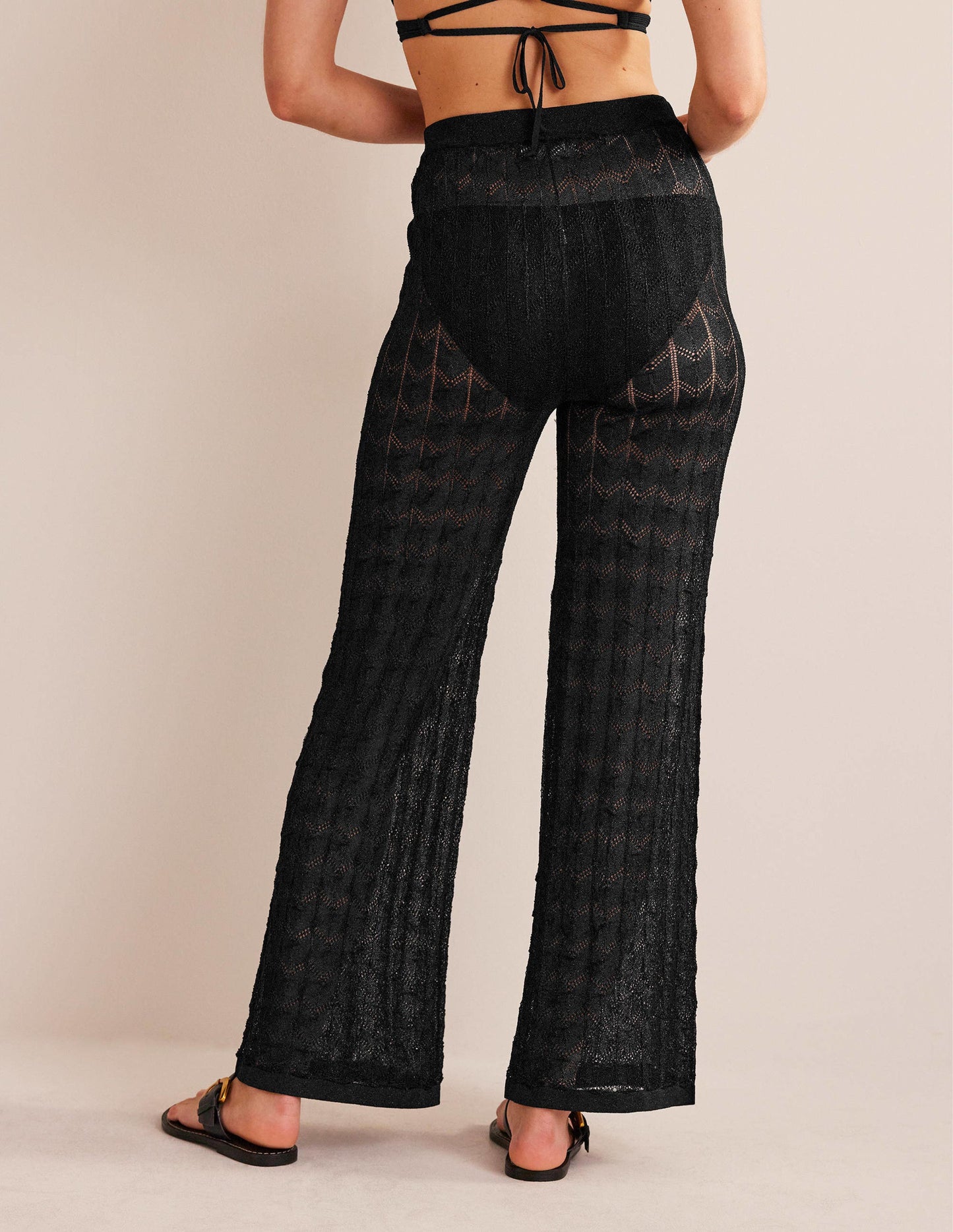 Knitted Beach Pants-Metallic Black