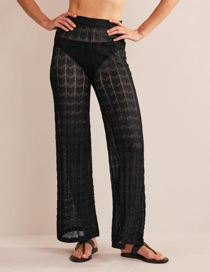 Knitted Beach Pants-Metallic Black