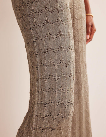 Knitted Beach Pants-Metallic Stone