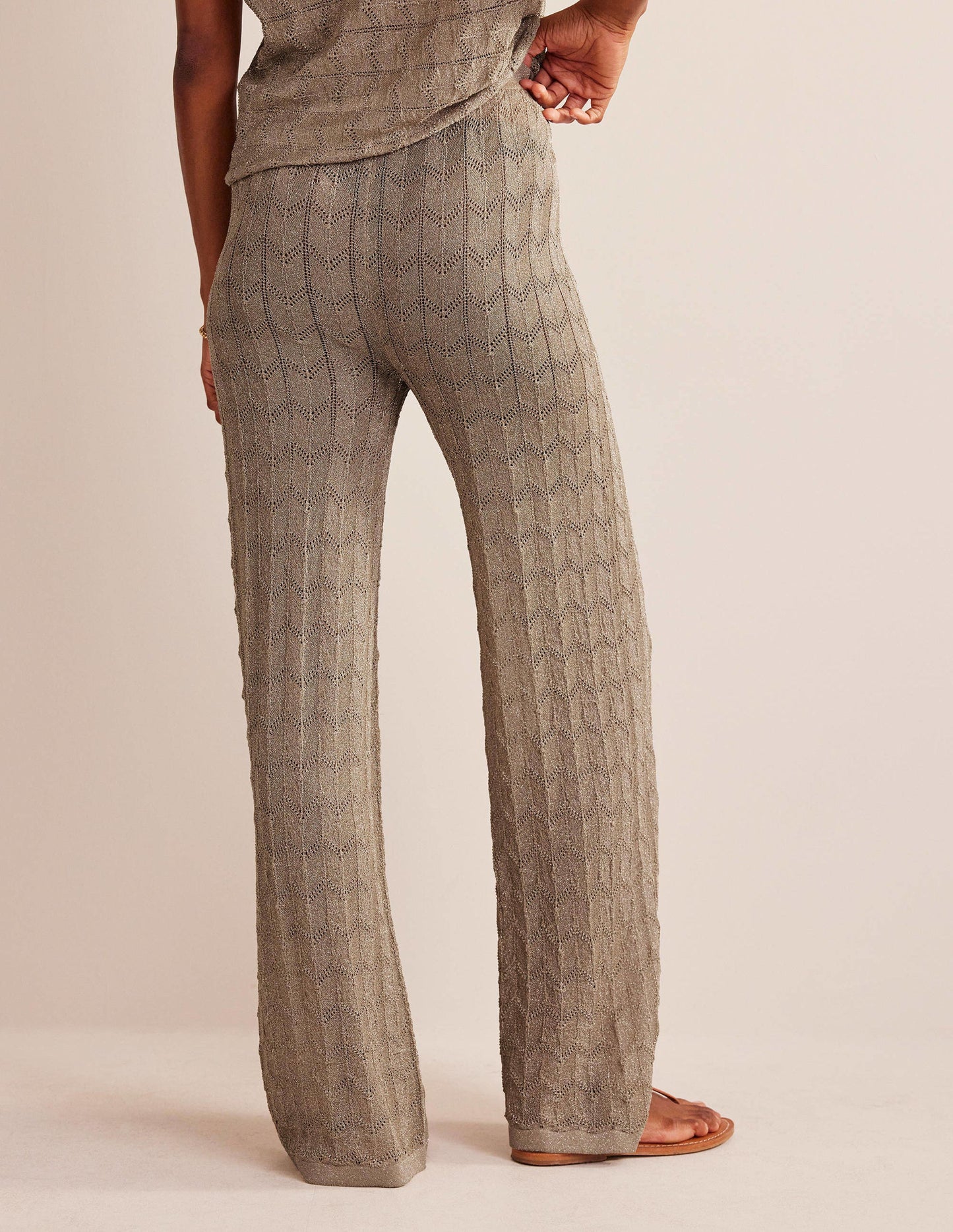 Knitted Beach Pants-Metallic Stone