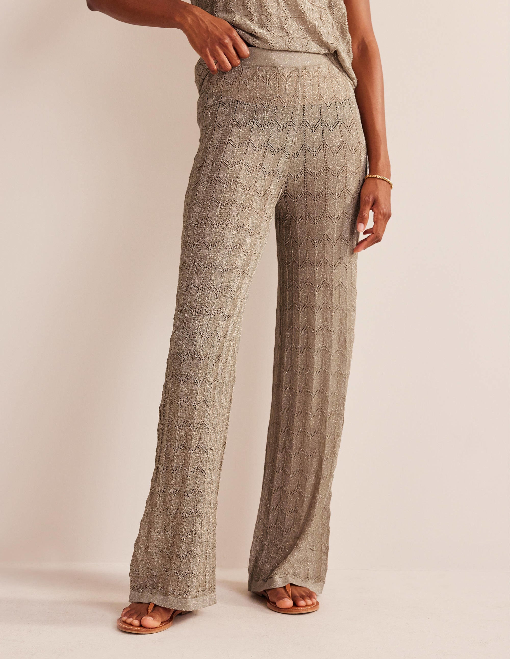 Knitted Beach Pants-Metallic Stone - Image 4