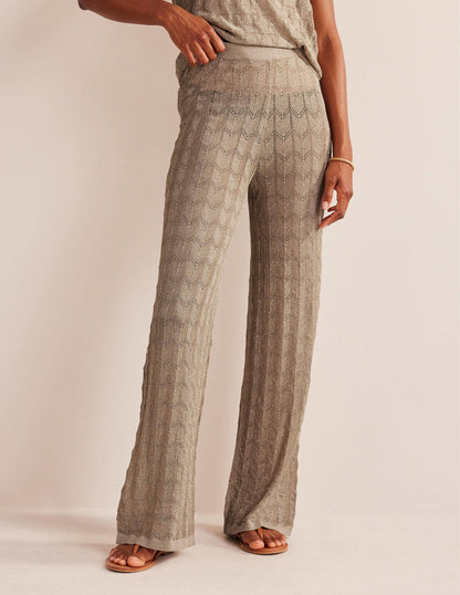 Knitted Beach Pants-Metallic Stone