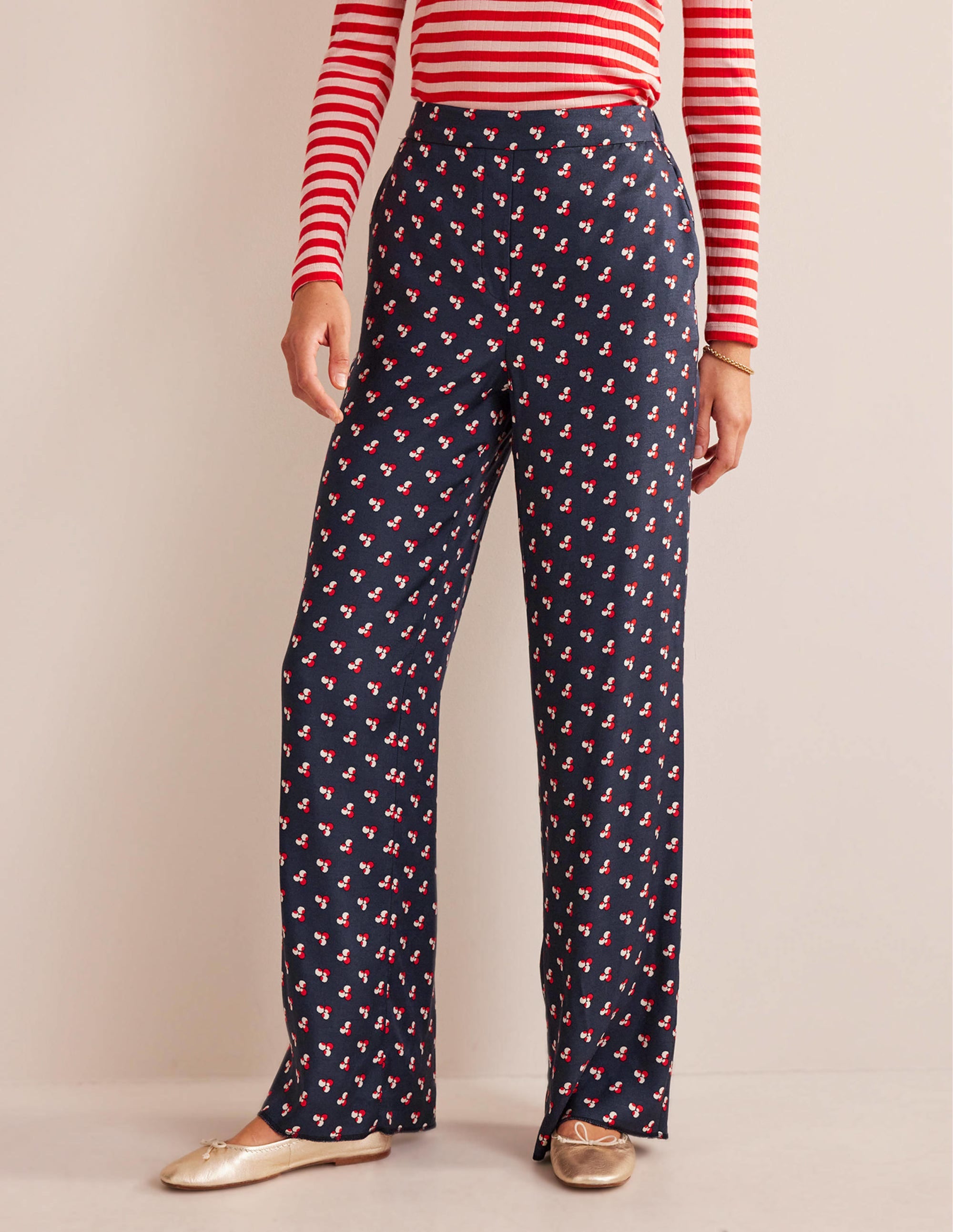 Printed Pull-On Pants-French Navy, Falling Dot - Image 4