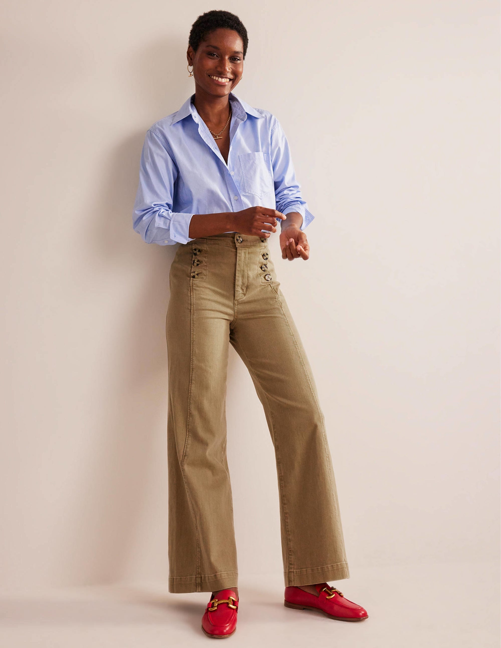 Sailor Wide Leg Pants-Wheat - Image 1