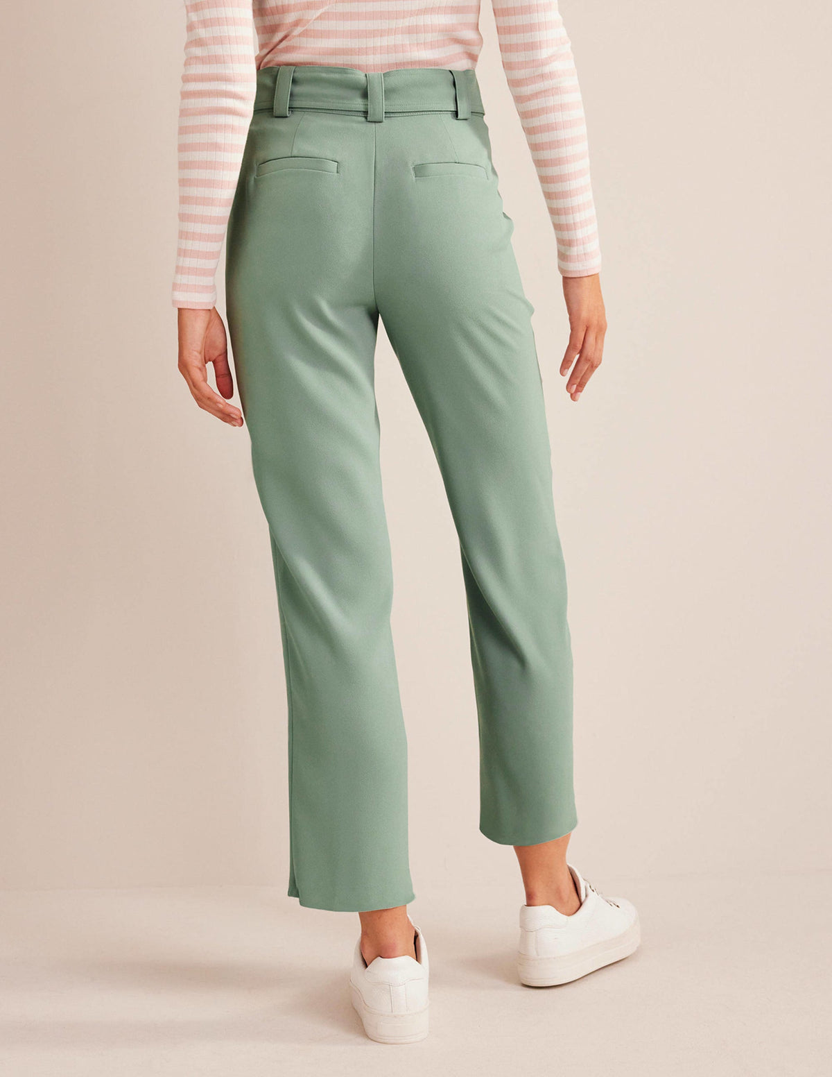 Tie-Waist Tapered Pants-Iceberg Green-3