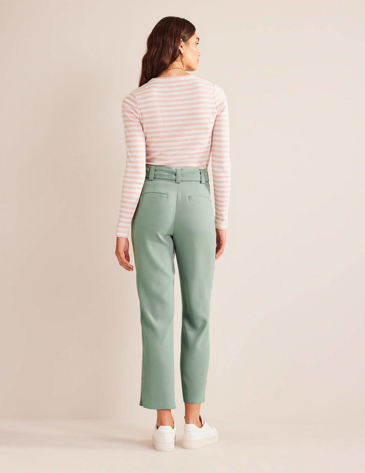 Tie-Waist Tapered Pants-Iceberg Green - Image 6