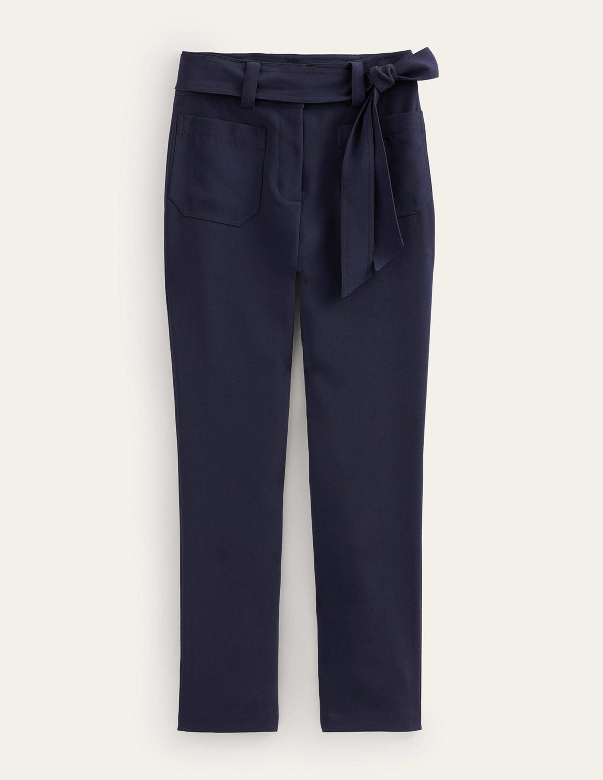 Tie-Waist Tapered Pants-Navy-6