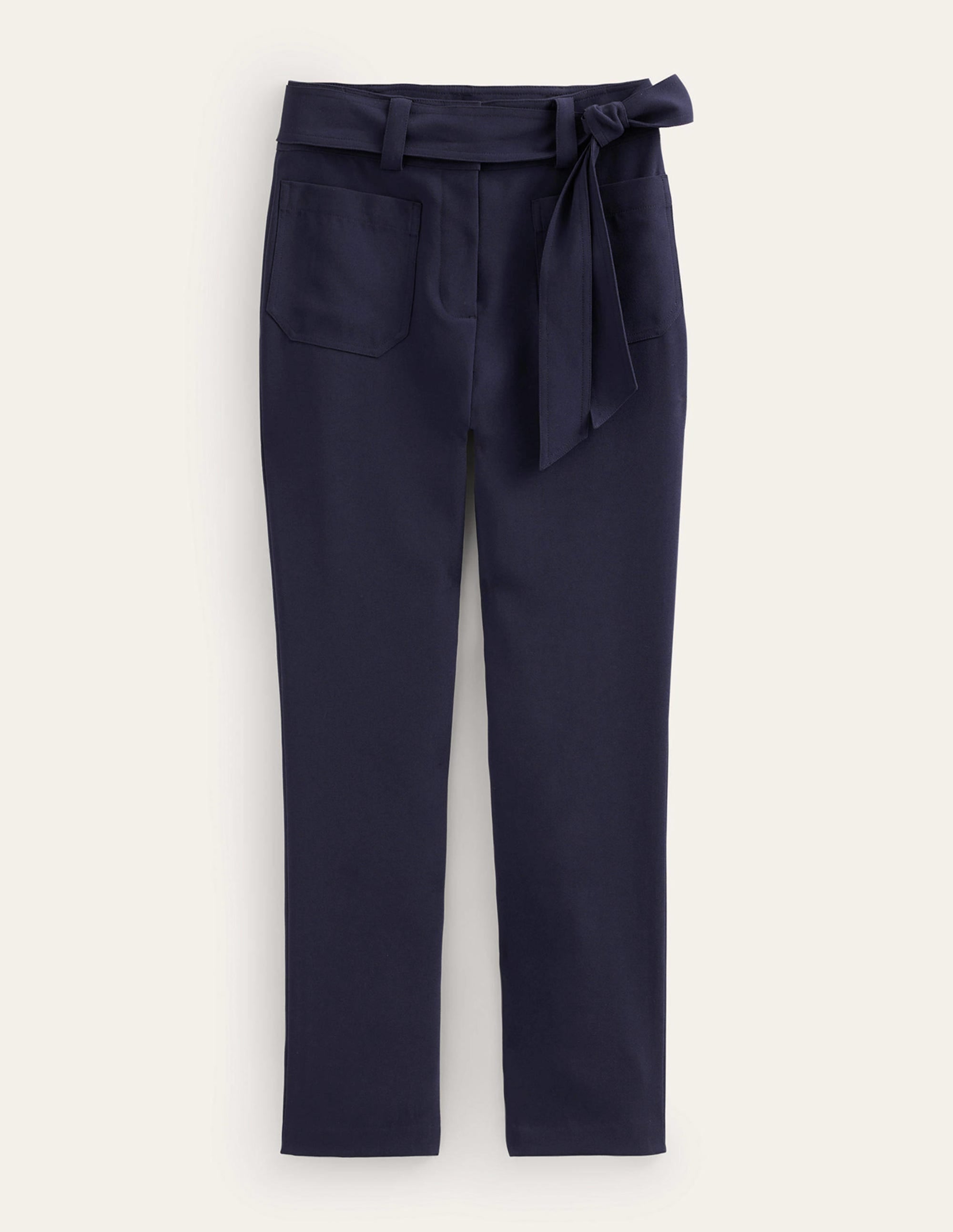 Tie-Waist Tapered Pants-Navy - Image 6