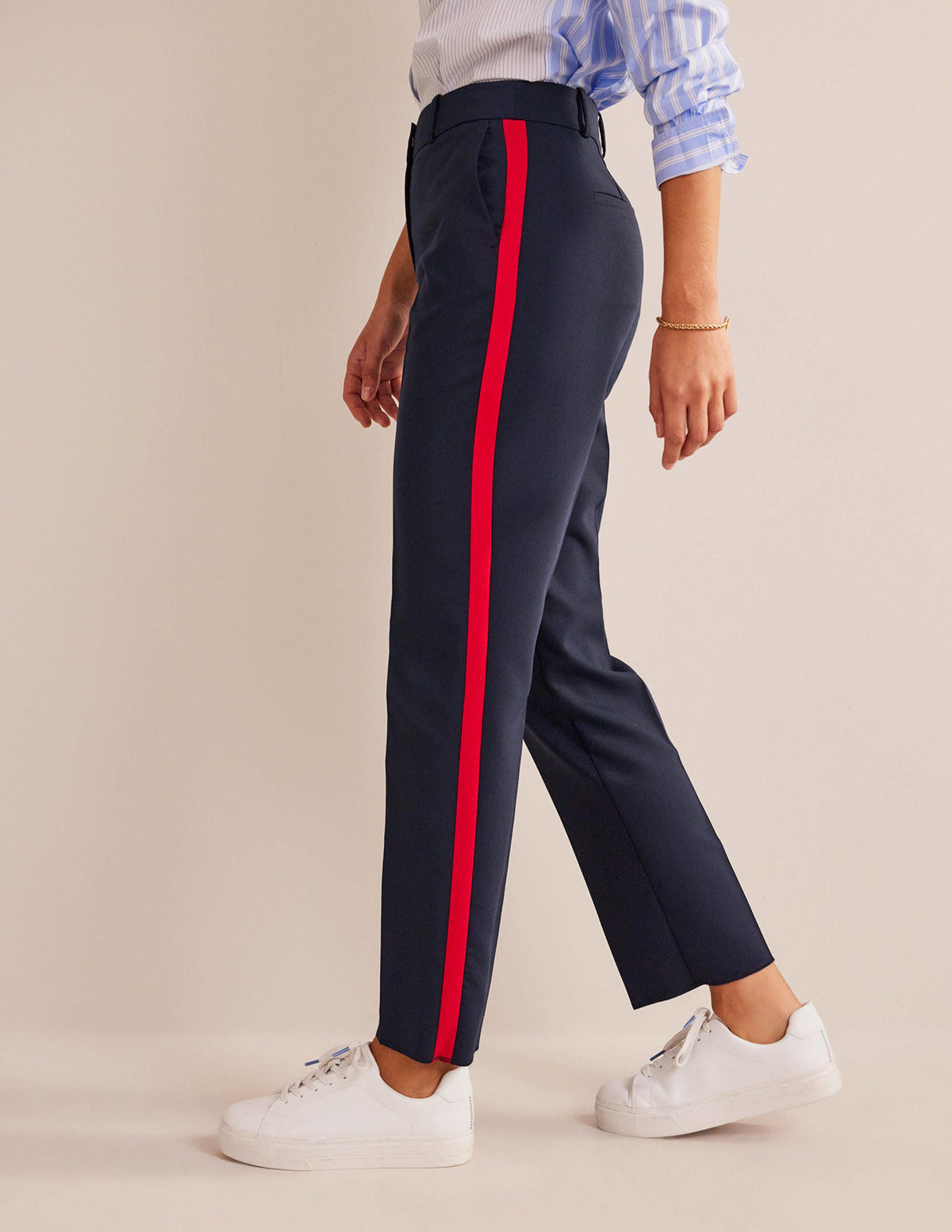 Kew Side Stripe Pants-Navy, Red Stripe - Image 5
