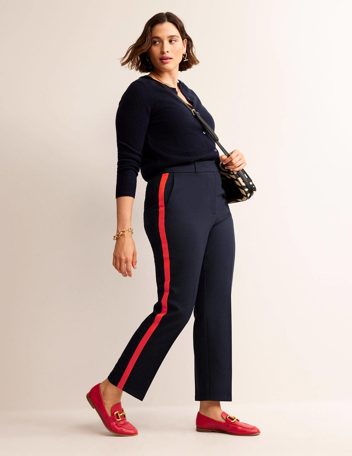Kew Side Stripe Pants-Navy, Red Stripe - Image 6