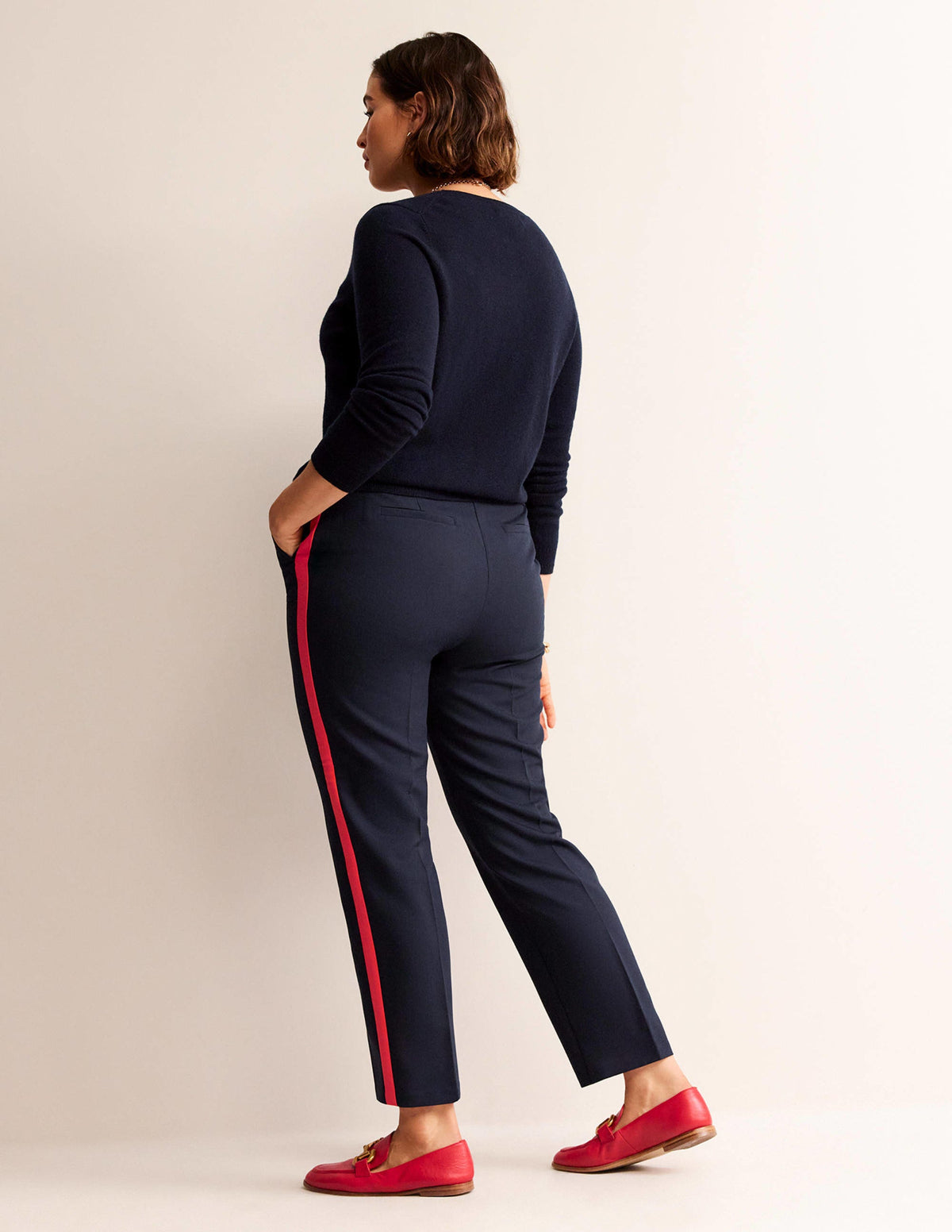 Kew Side Stripe Pants-Navy, Red Stripe - Image 7