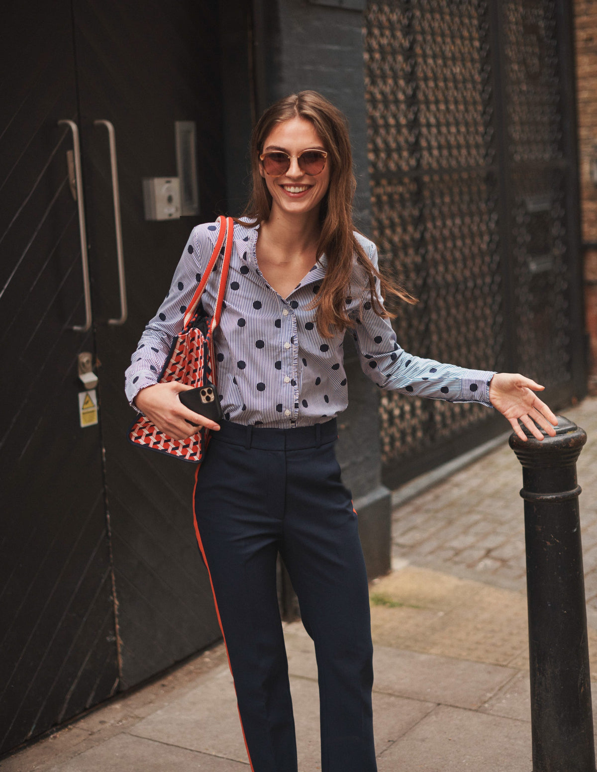 Kew Side Stripe Pants-Navy, Red Stripe - Image 8