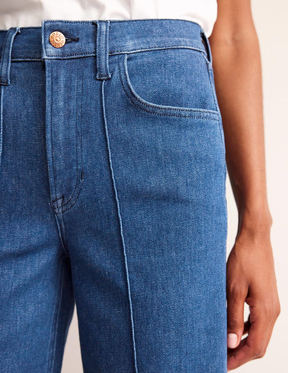 Wide Leg Seam Jeans-Vintage Blue-5