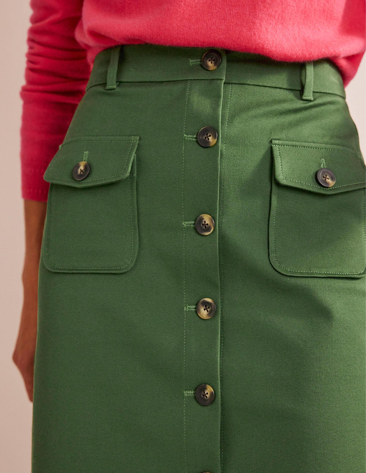 Utility Pocket Midi Skirt-Winter Green-2