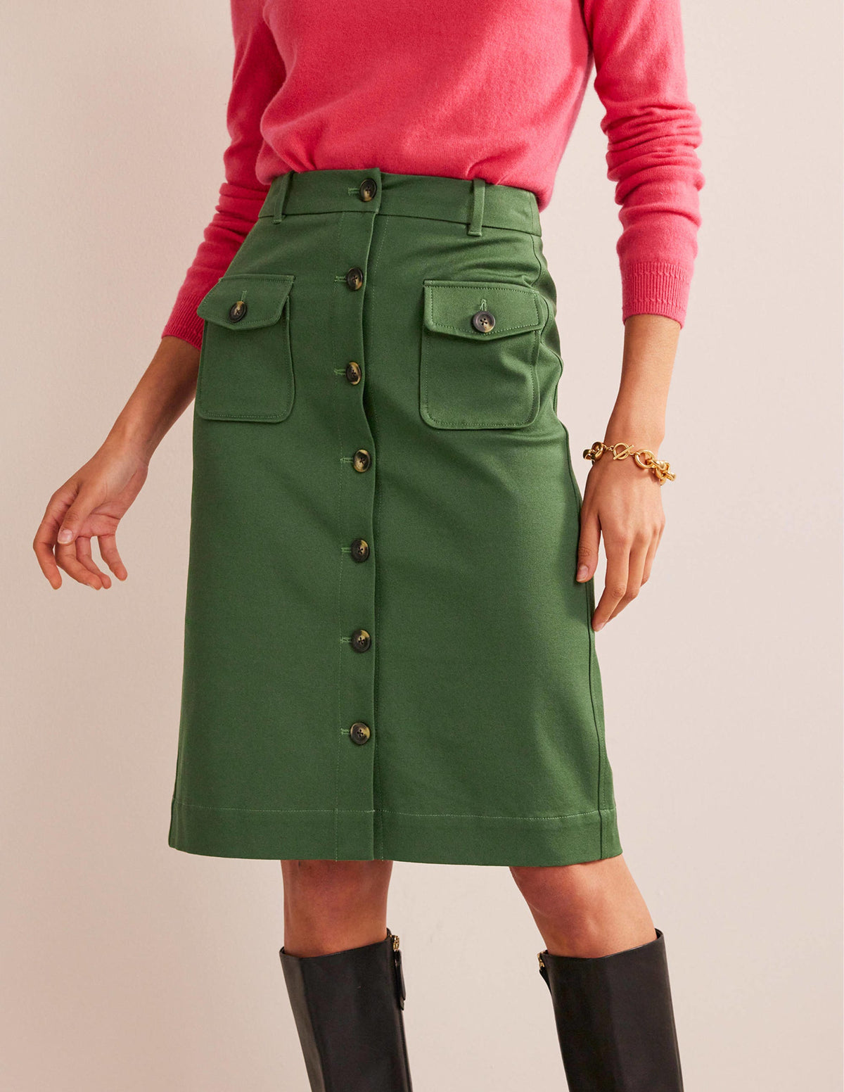 Utility Pocket Midi Skirt-Winter Green - Image 4
