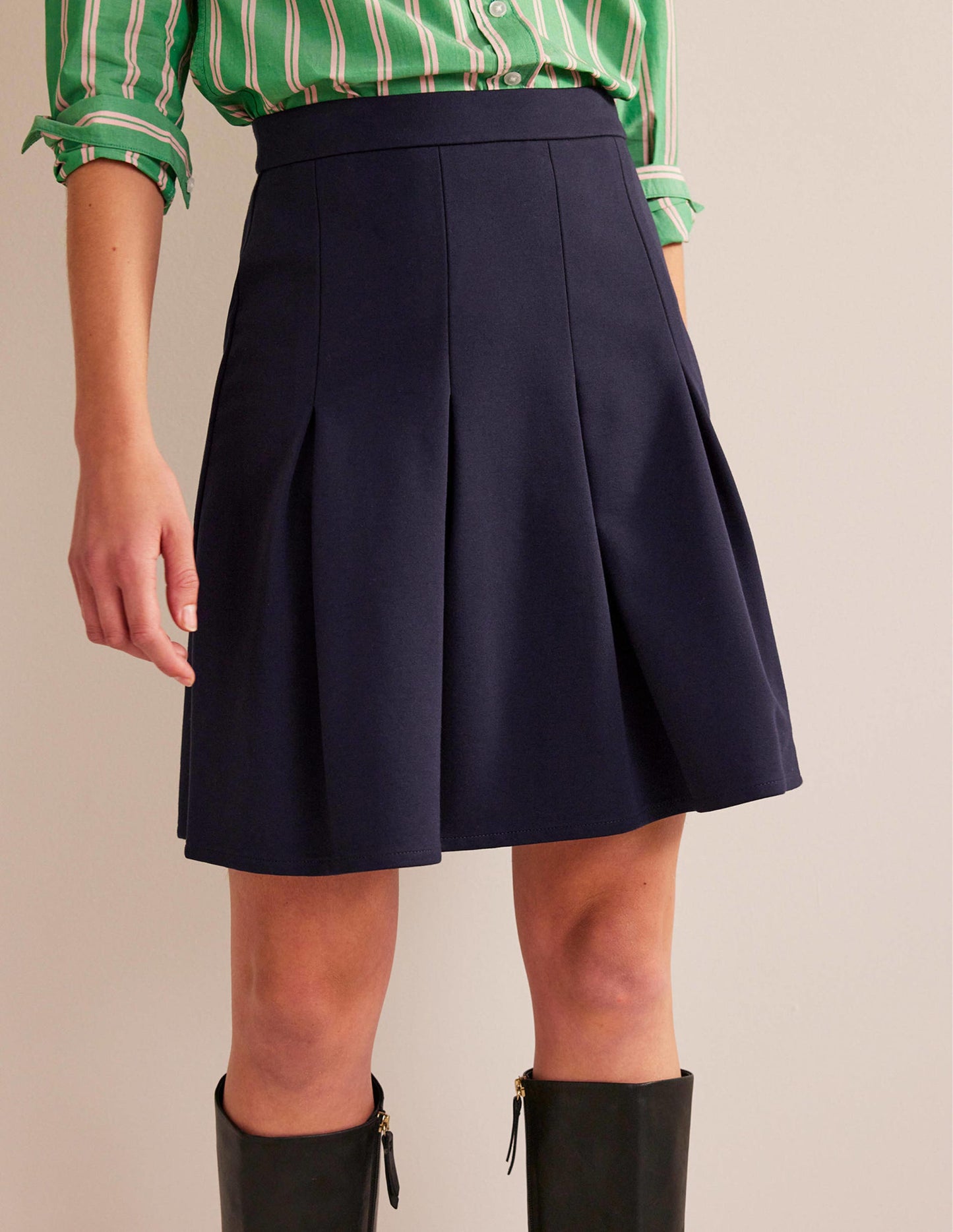 Flippy Ponte Mini Skirt-Navy