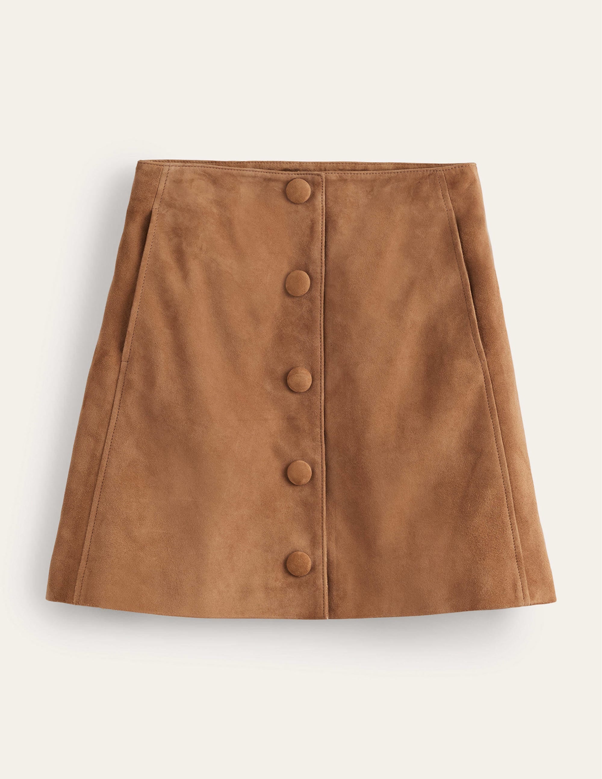 Suede A-line Mini Skirt-Light Tan Suede - Image 5