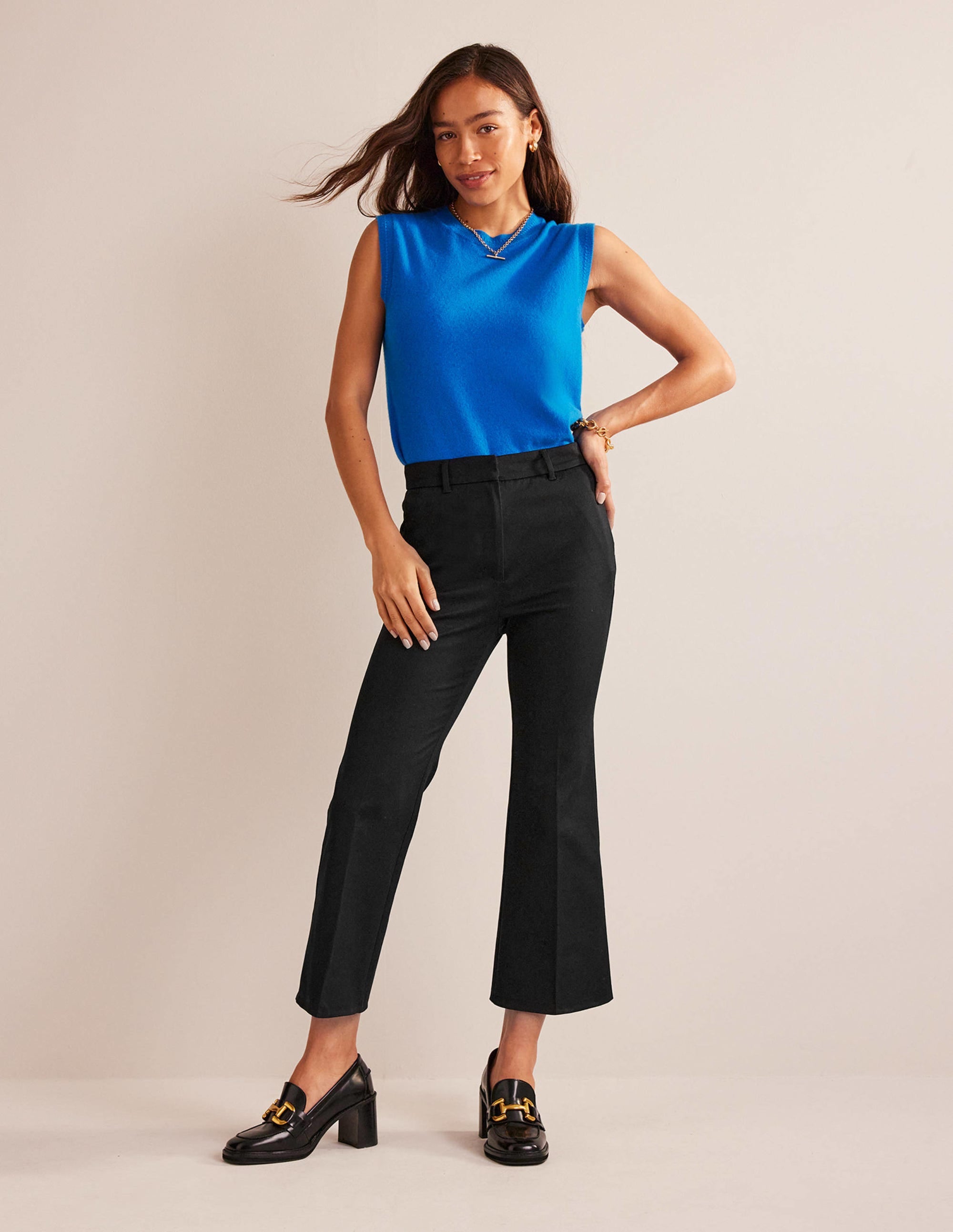 Bi-Stretch Crop Flare Pants-Black - Image 5