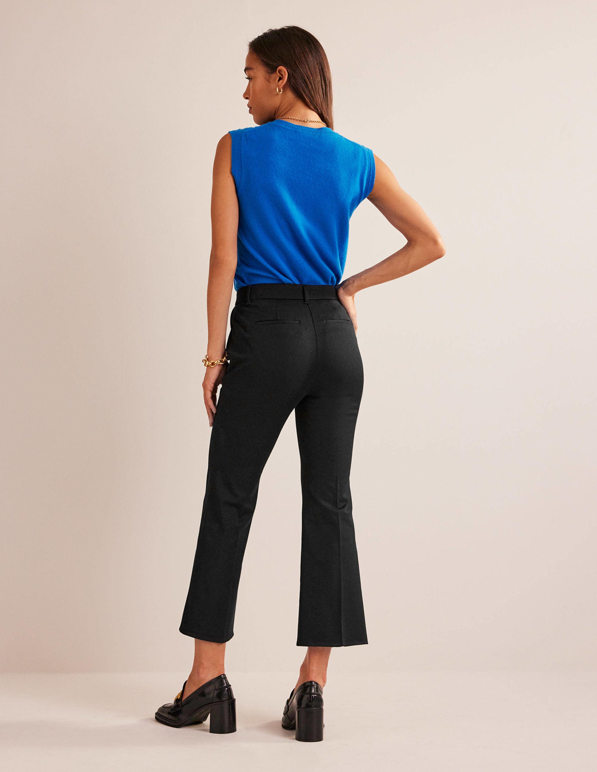 Bi-Stretch Crop Flare Pants-Black - Image 6