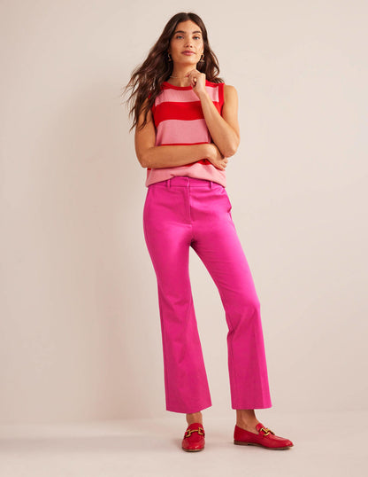 Bi-Stretch Crop Flare Pants-Magenta-1