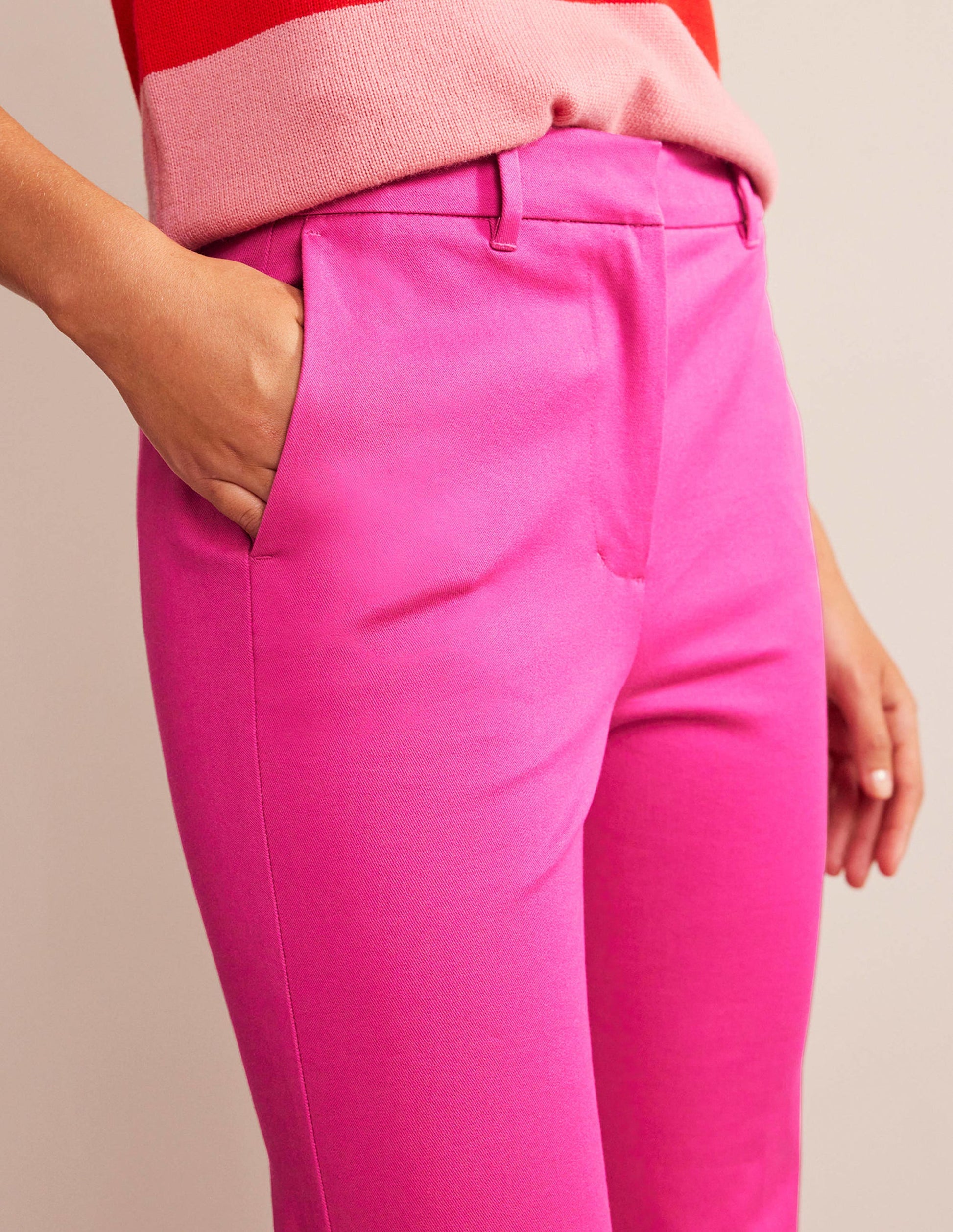 Bi-Stretch Crop Flare Pants-Magenta-2