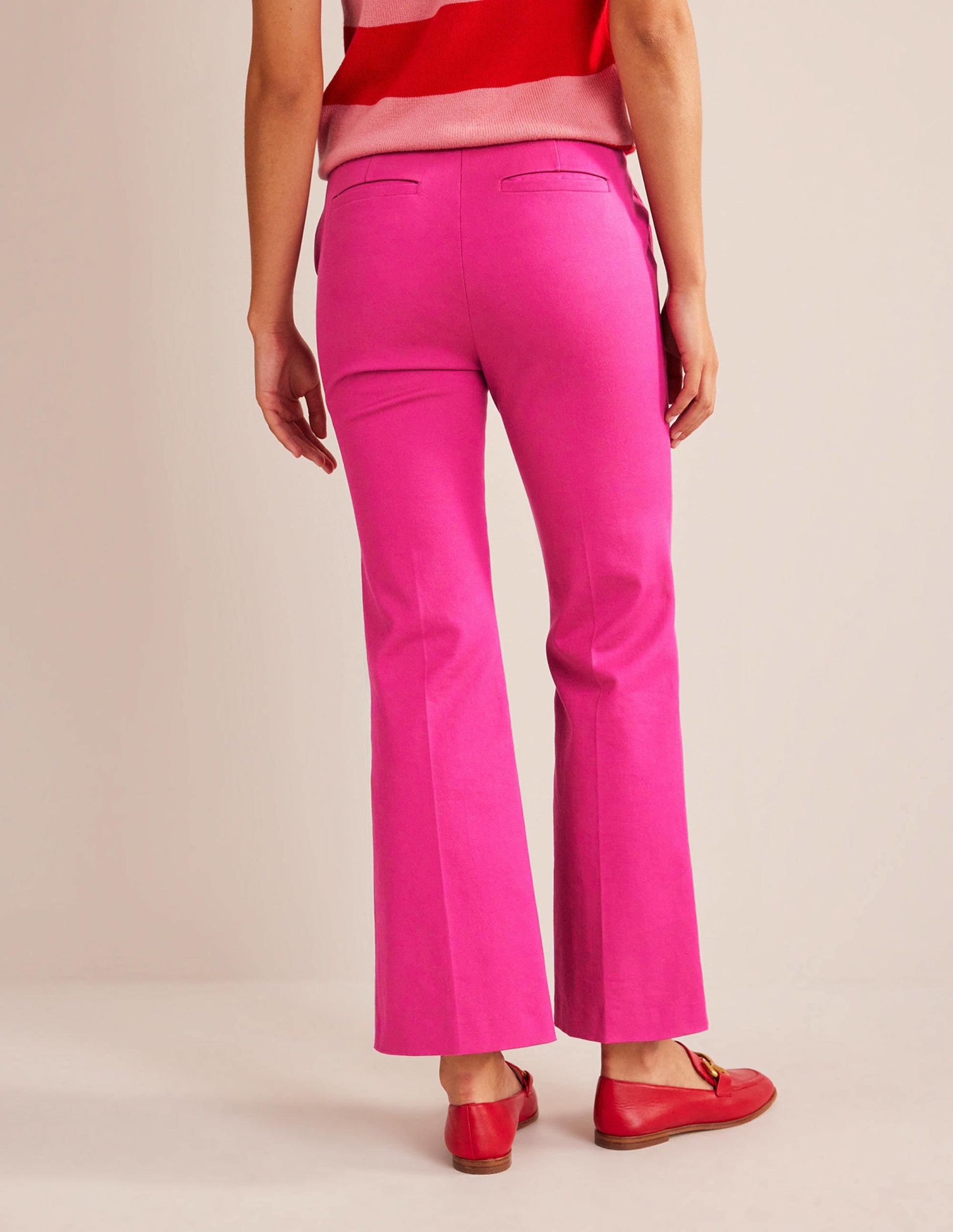 Bi-Stretch Crop Flare Pants-Magenta-3