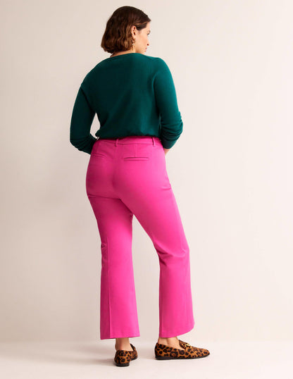 Bi-Stretch Crop Flare Pants-Magenta-6