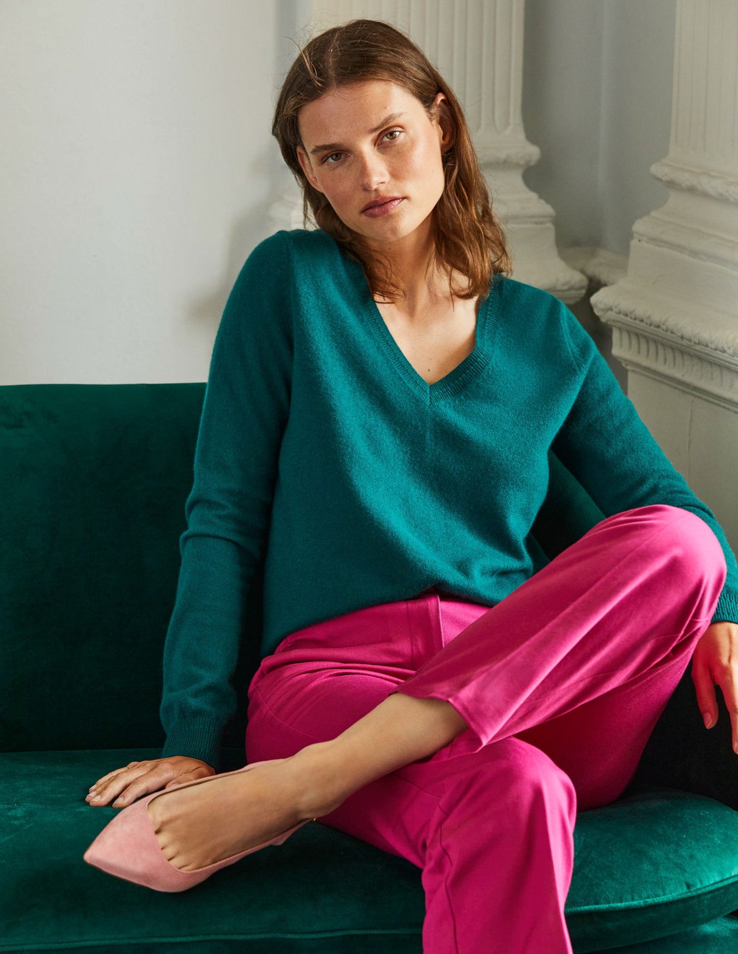 Bi-Stretch Crop Flare Pants-Magenta