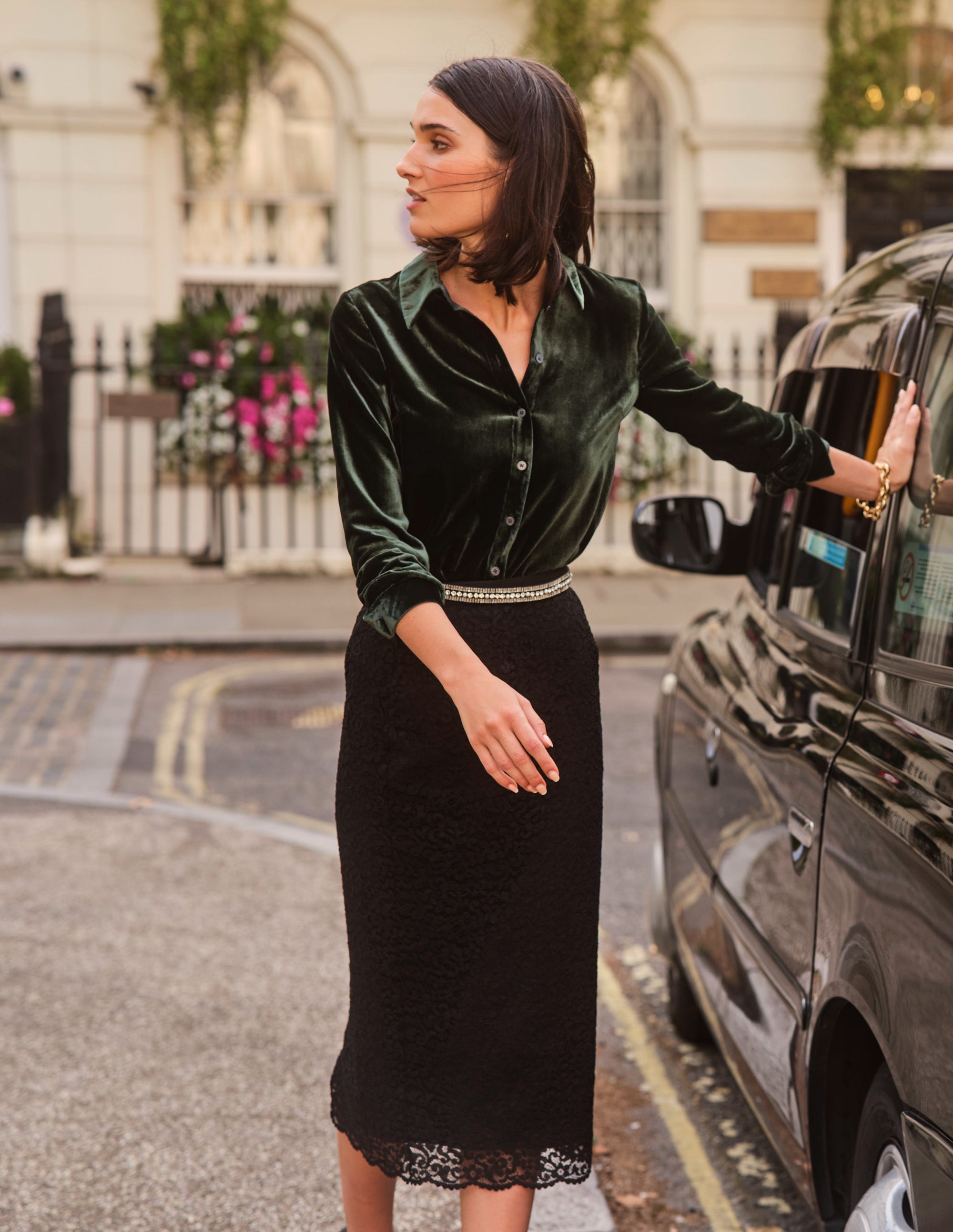 Lace Midi Skirt-Black - Image 5