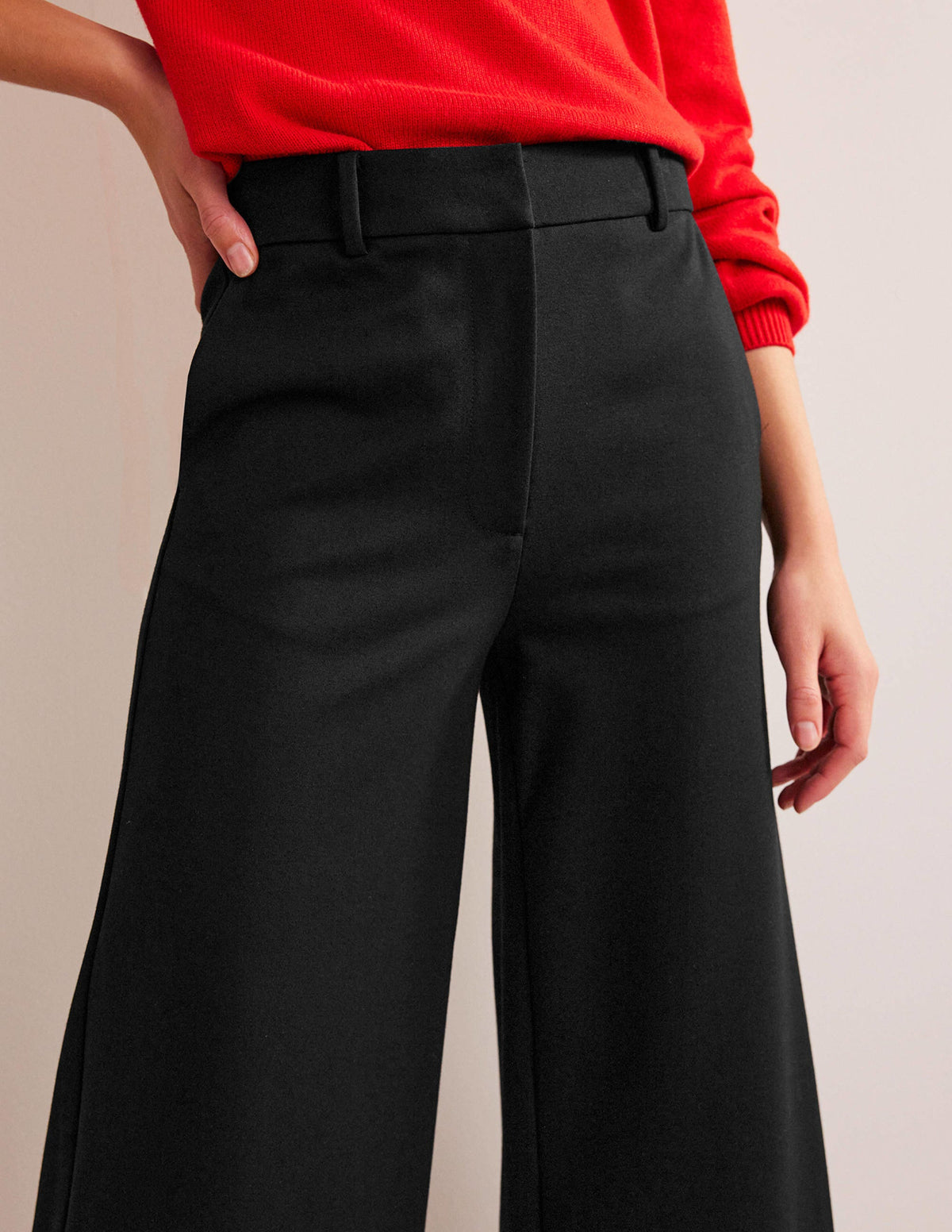 Wide-Leg Ponte Culottes-Black - Image 2