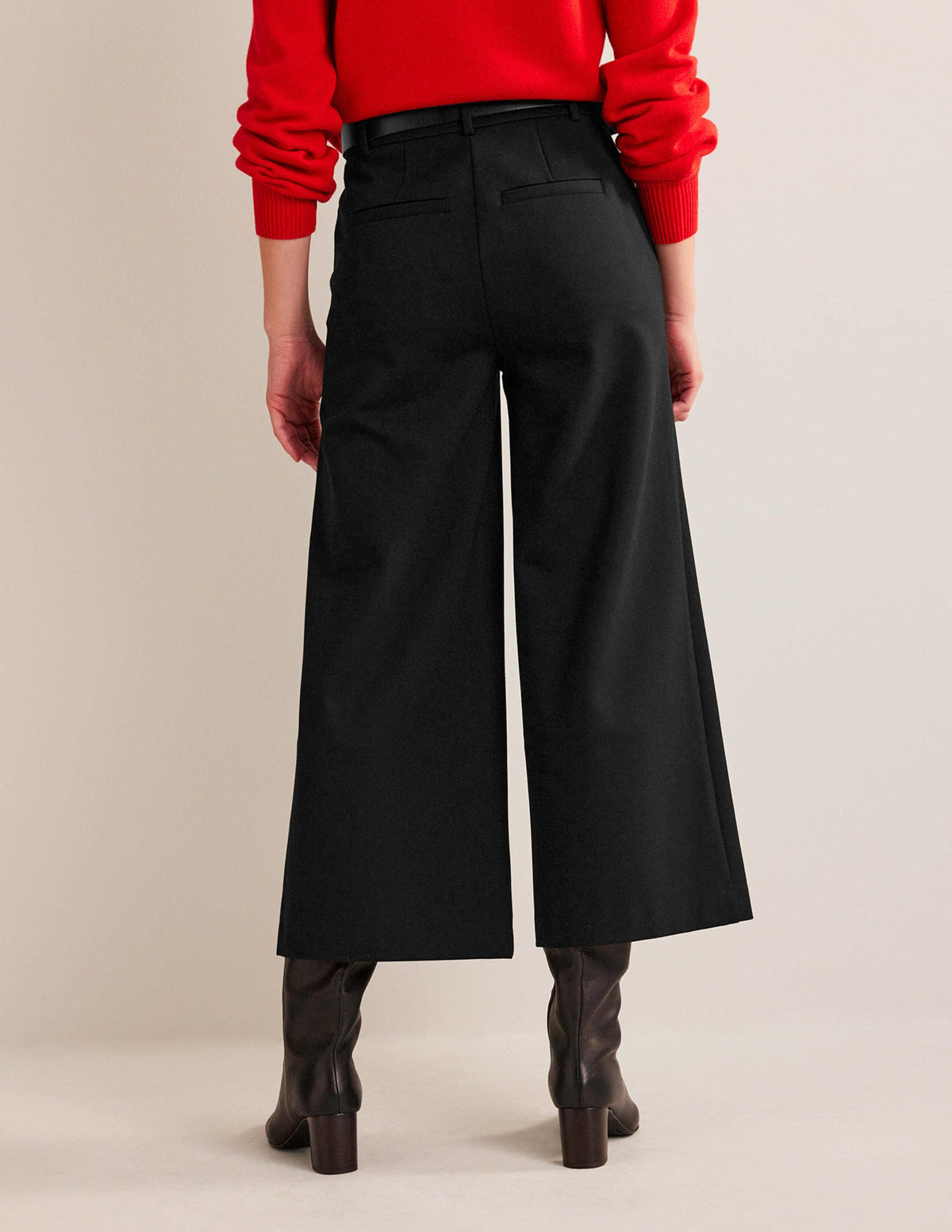 Wide-Leg Ponte Culottes-Black-3