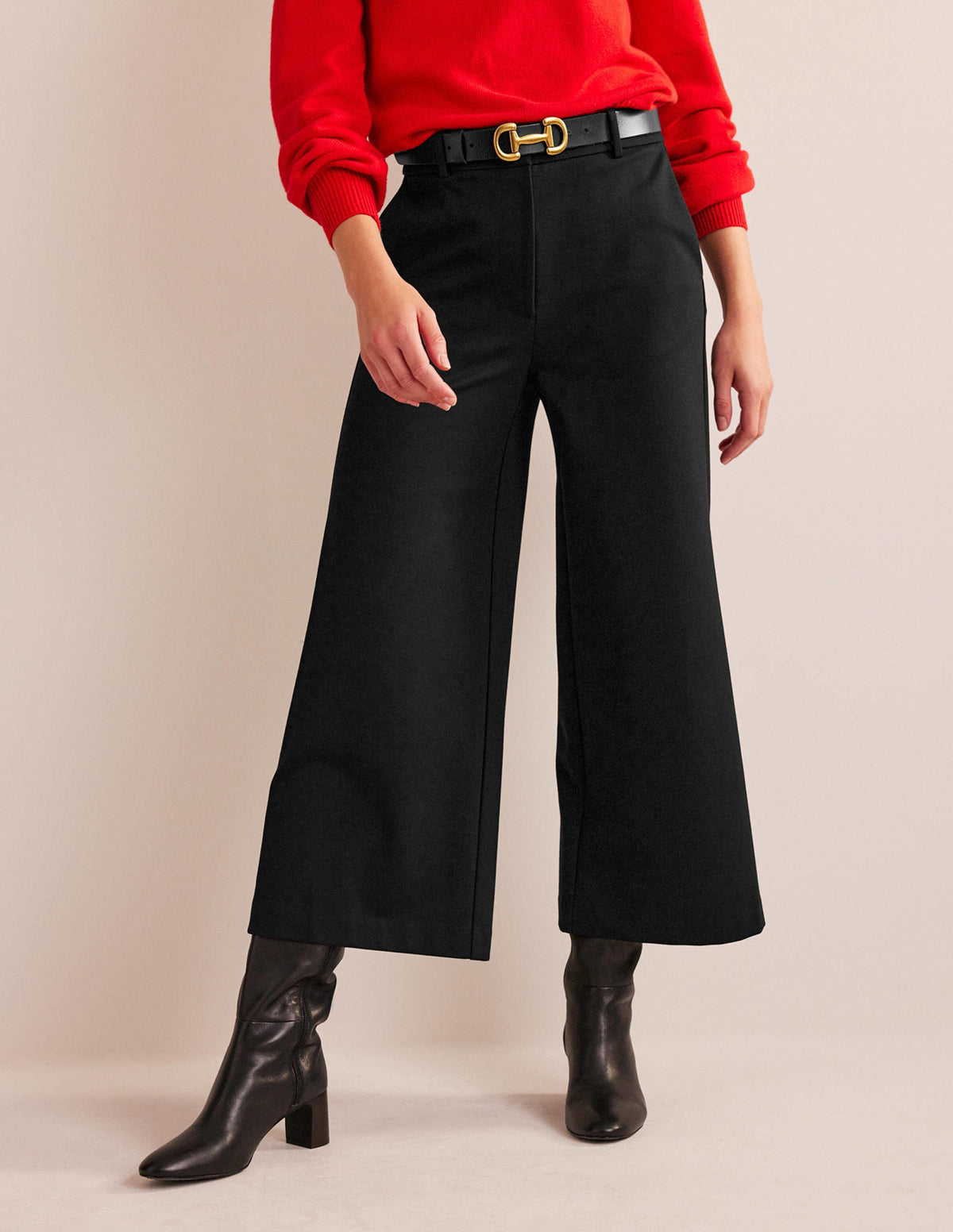 Wide-Leg Ponte Culottes-Black-4