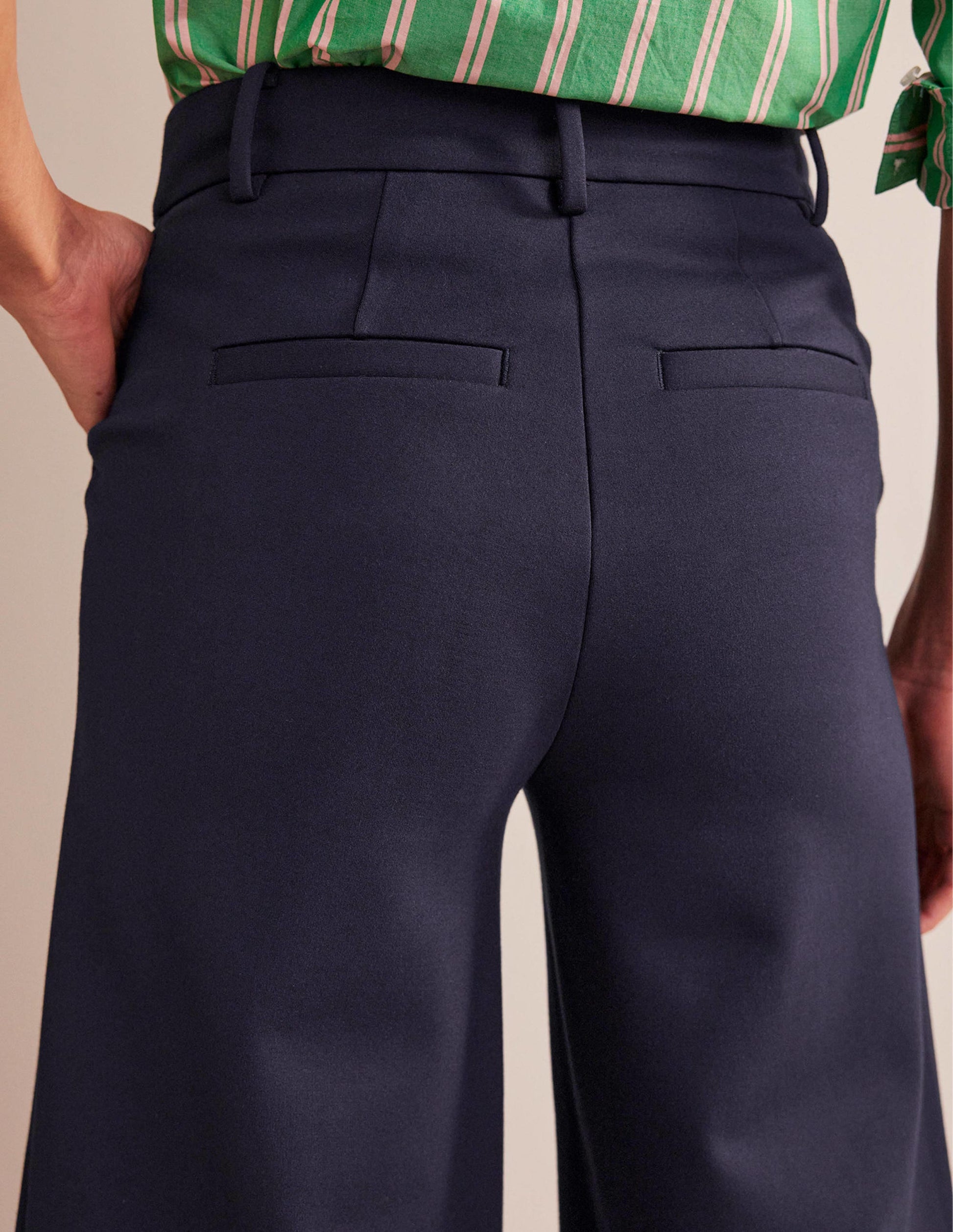 Wide-Leg Ponte Culottes-Navy-2